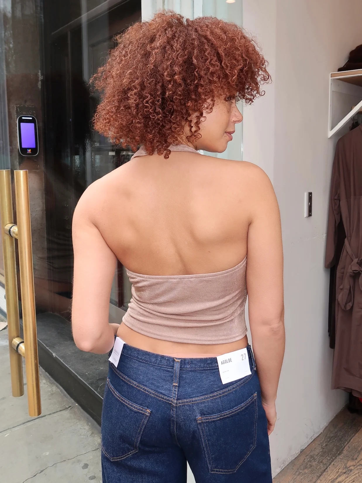 Jin Halter Top in Shell Button Beige - Image 3