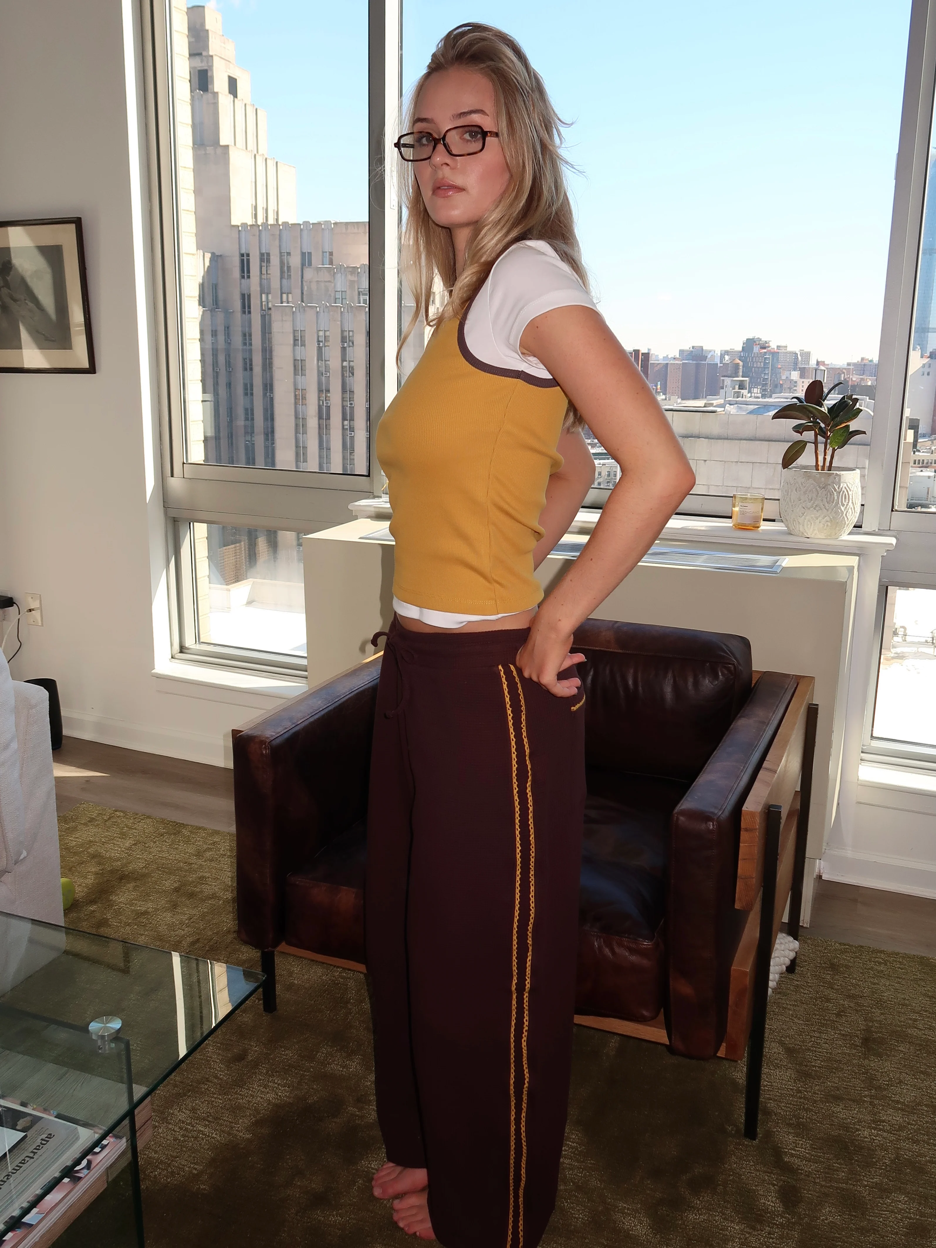 Piper Waffle Jogger in Chocolate - Image 2