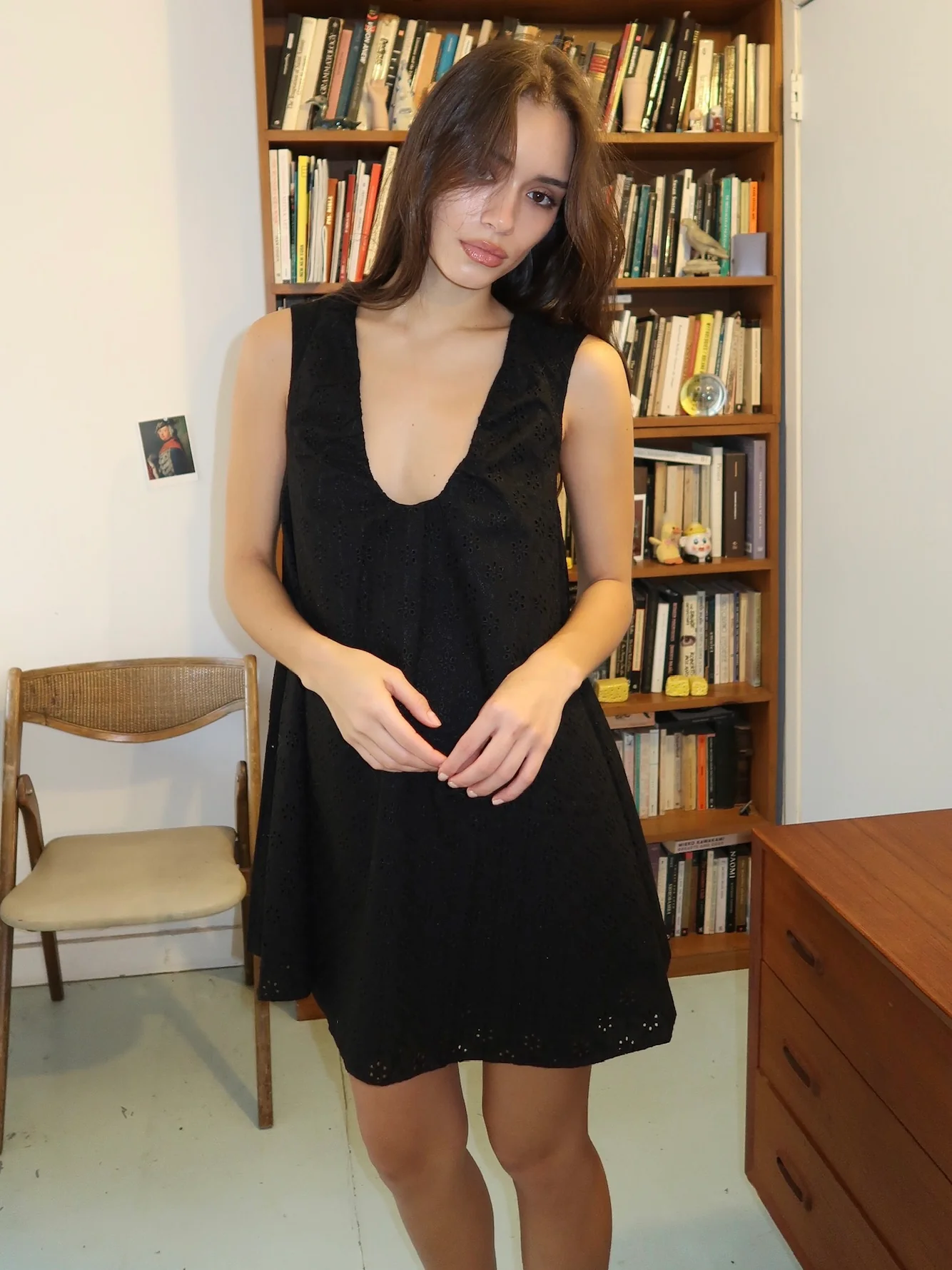 Juana Mini Dress in Valentina Broderie Black - Image 4