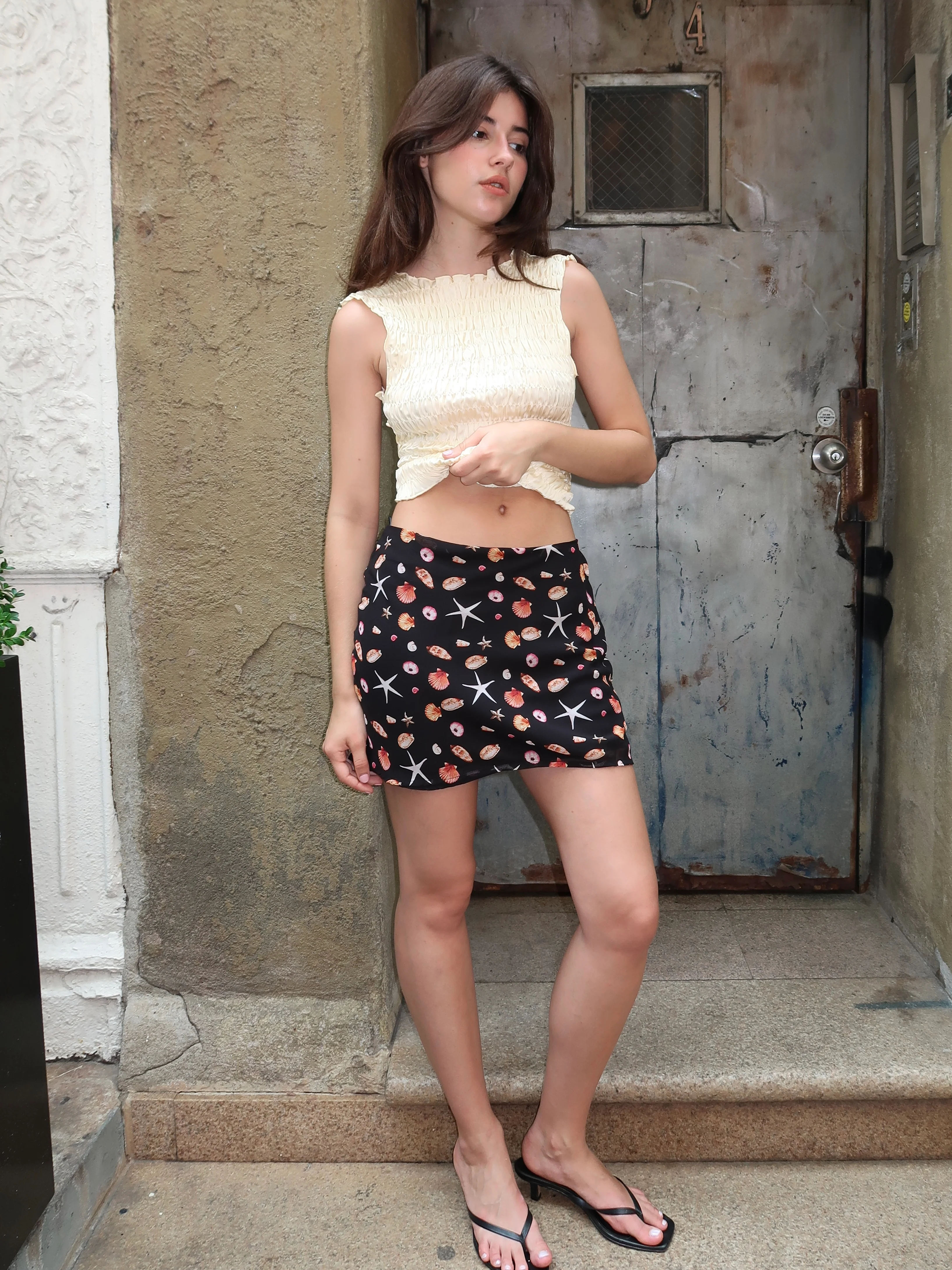 Kareen Mini Skirt in Black Shells - Image 2