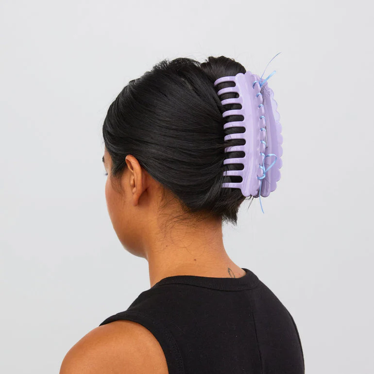 Laced Bow Claw Clip in Lilac - Image 2