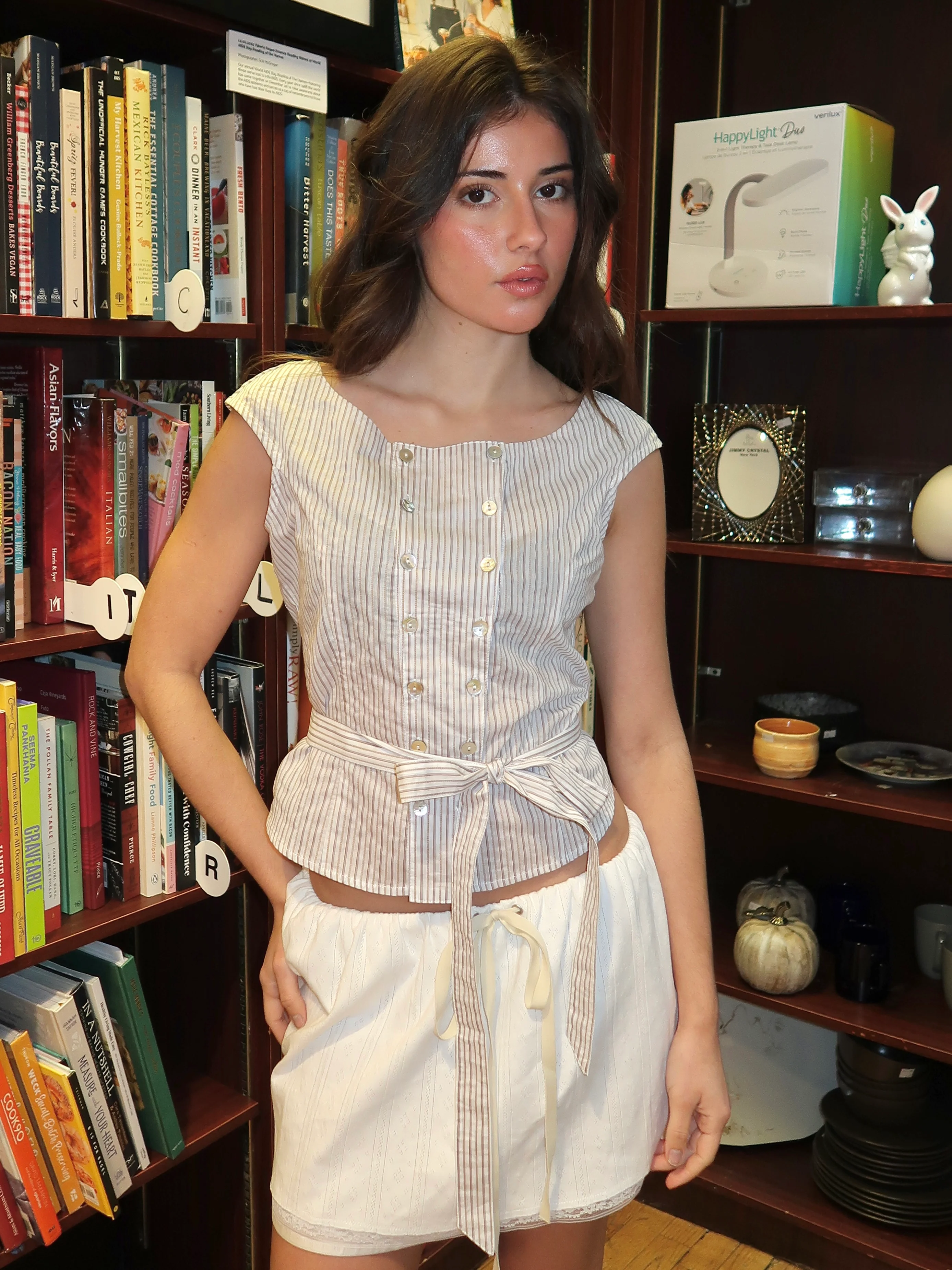 Latte Stripe Tie Shirt in Multi
