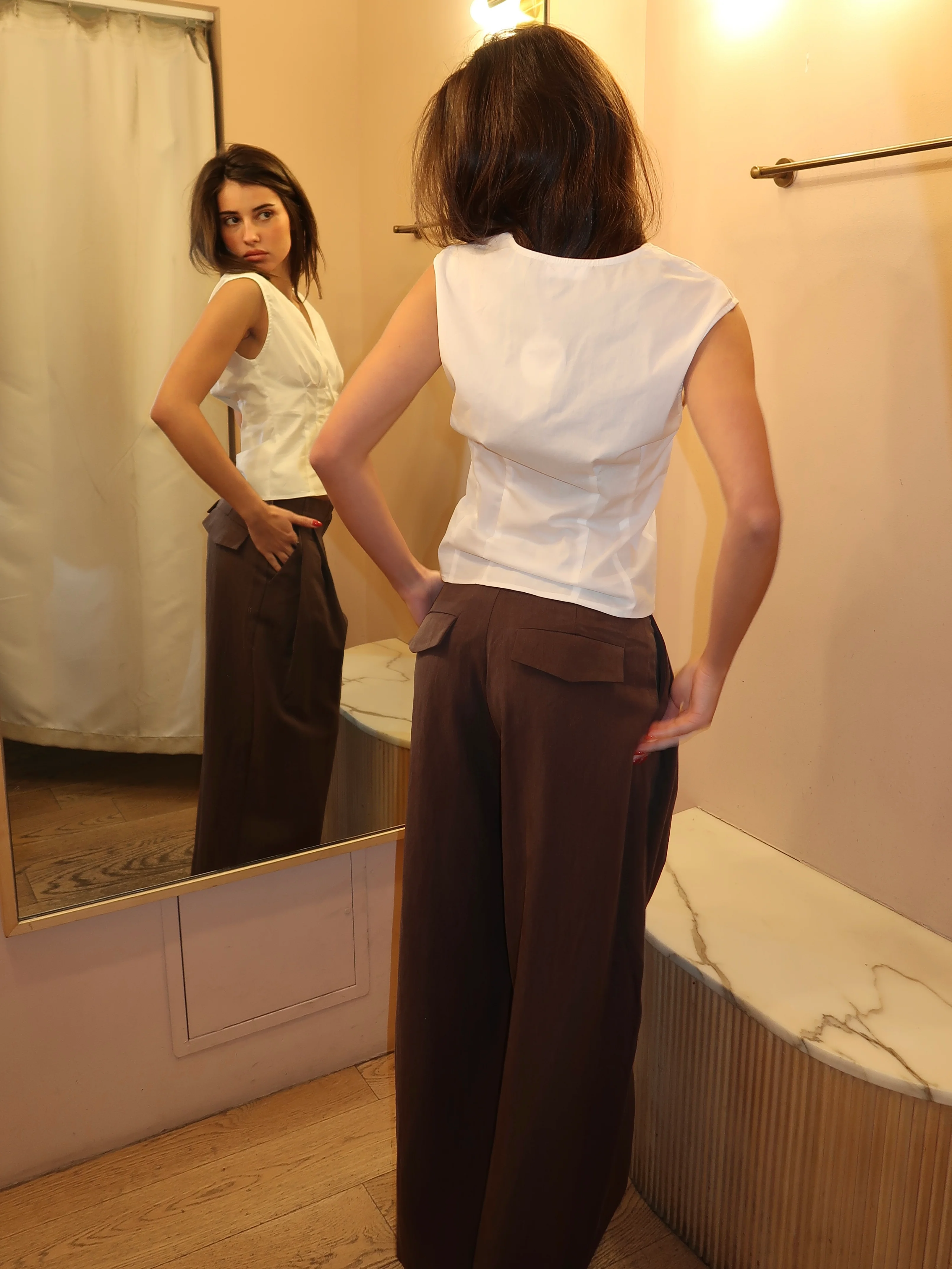 Leena Trousers in Chocolate - Image 3