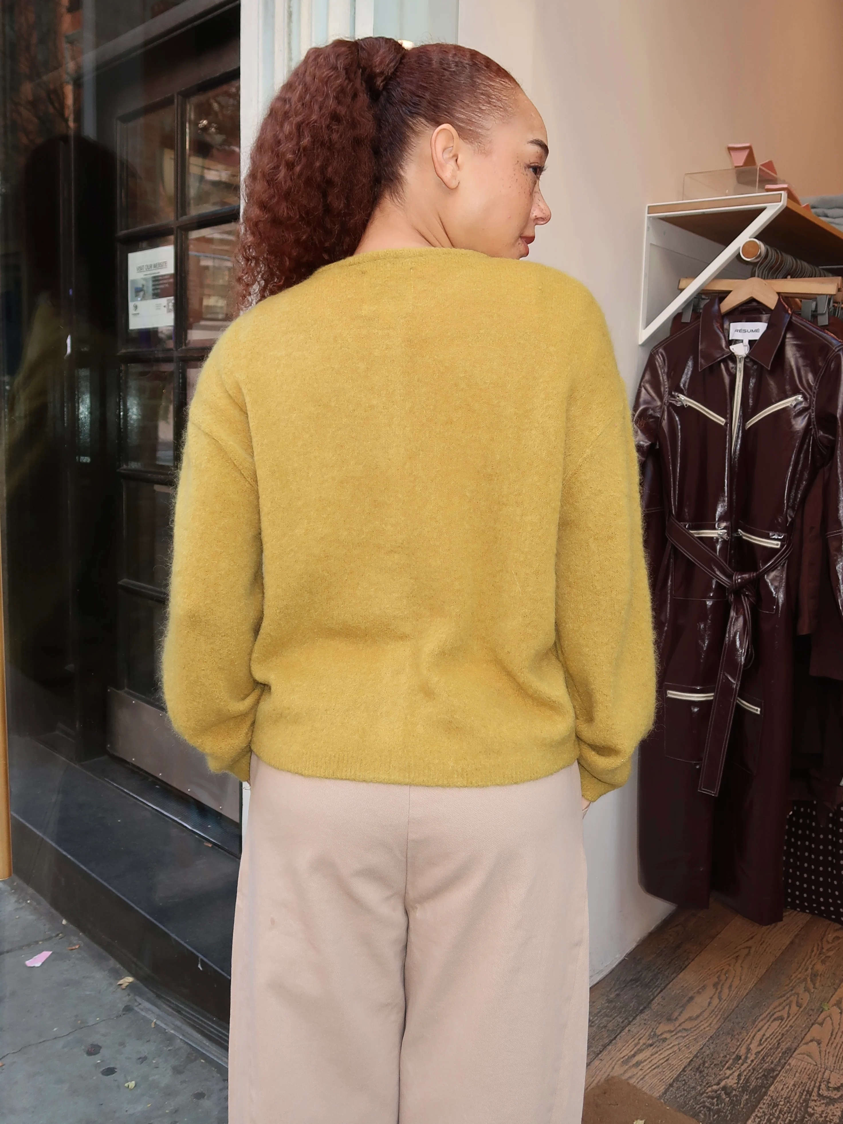 Leila Mohair Cardigan in Bistro Yellow - Image 3
