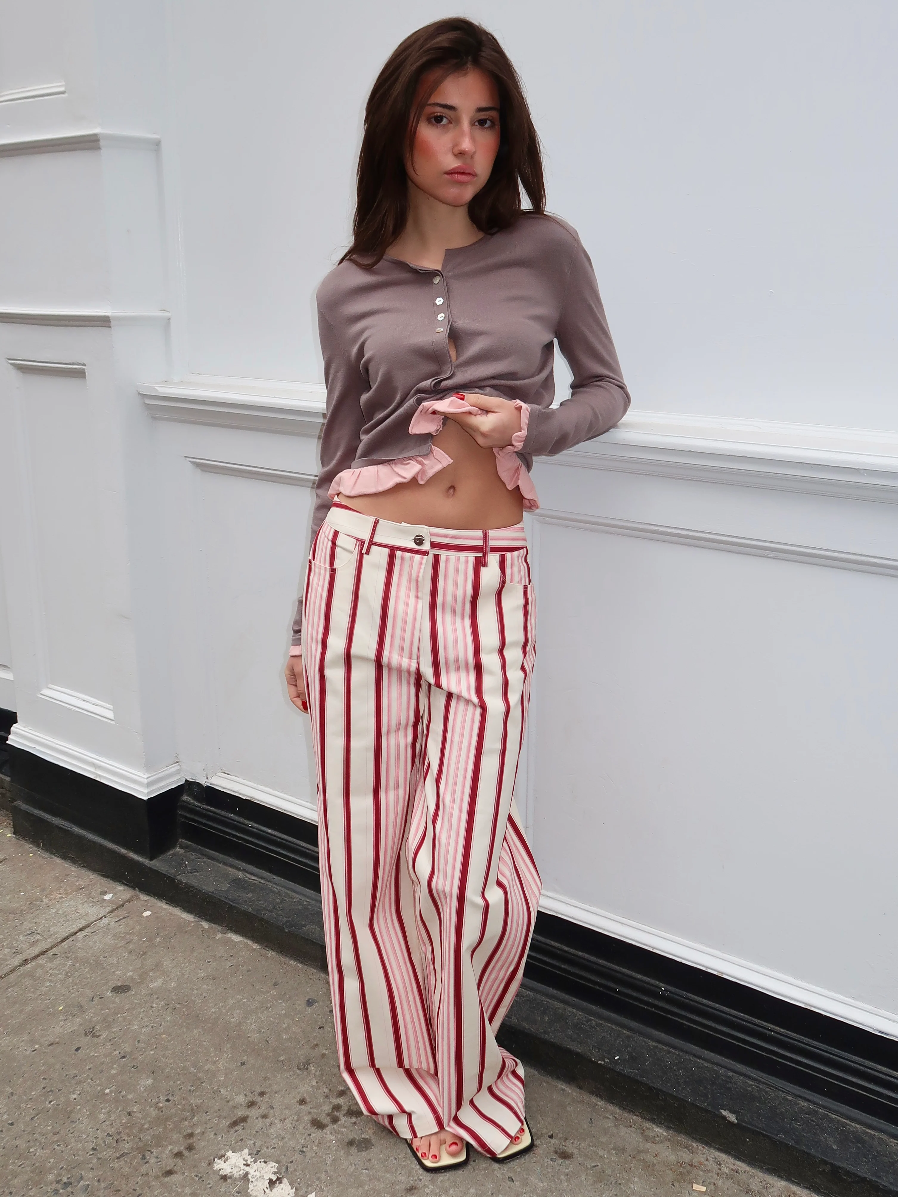 Leroy Pink Striped Twill Pants