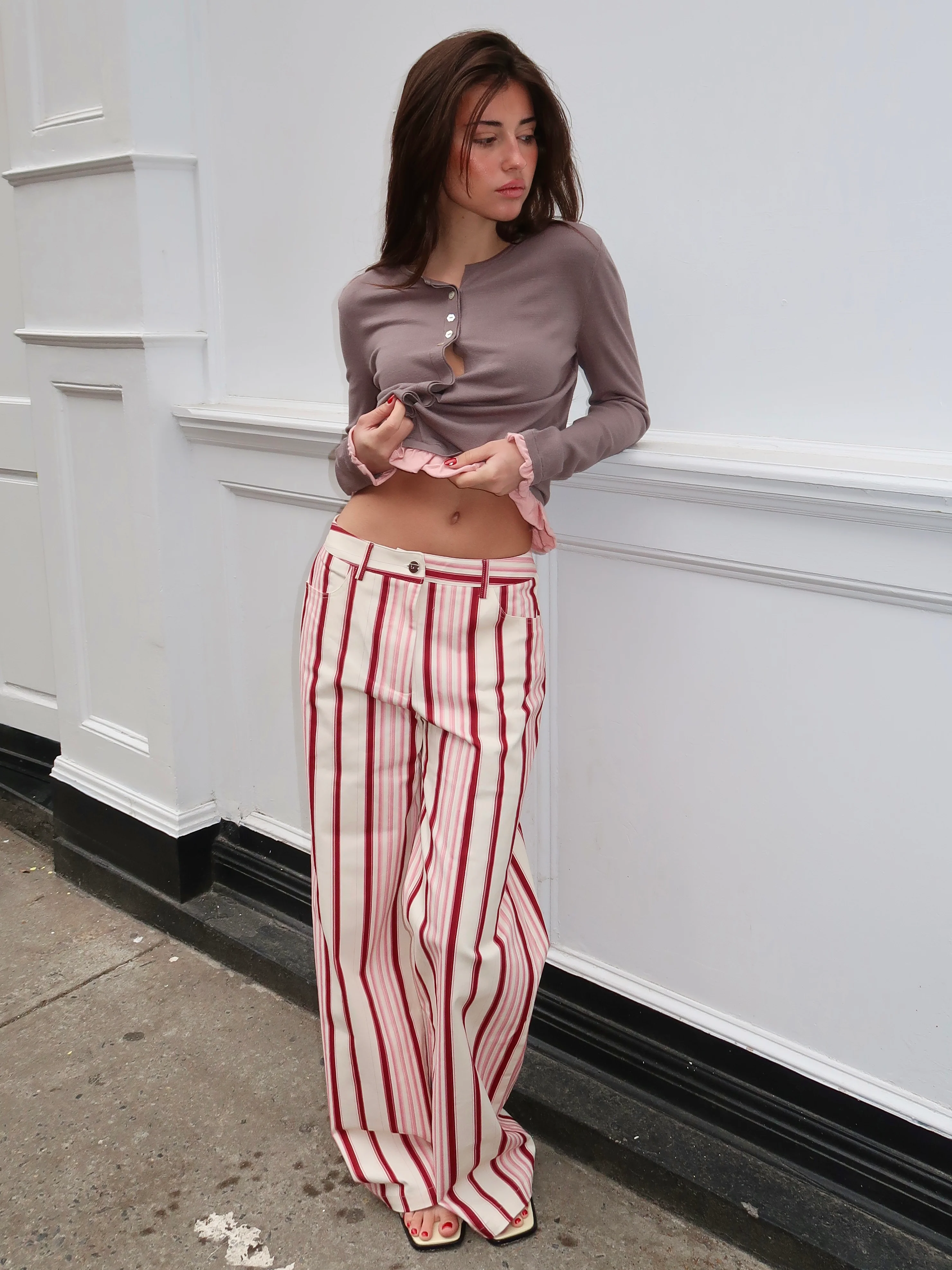 Leroy Pink Striped Twill Pants - Image 4