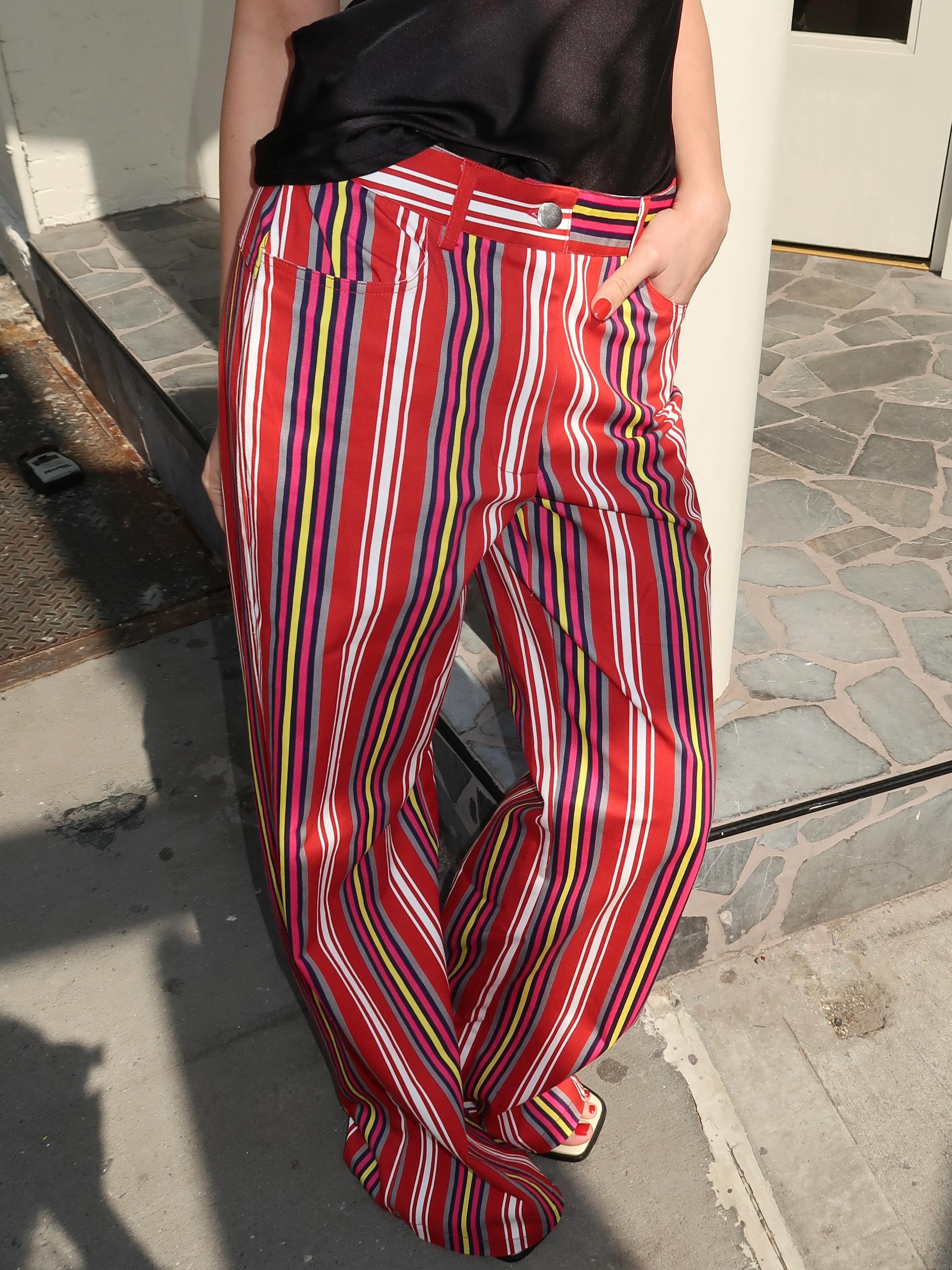 Leroy Red Striped Twill Pants - Image 2