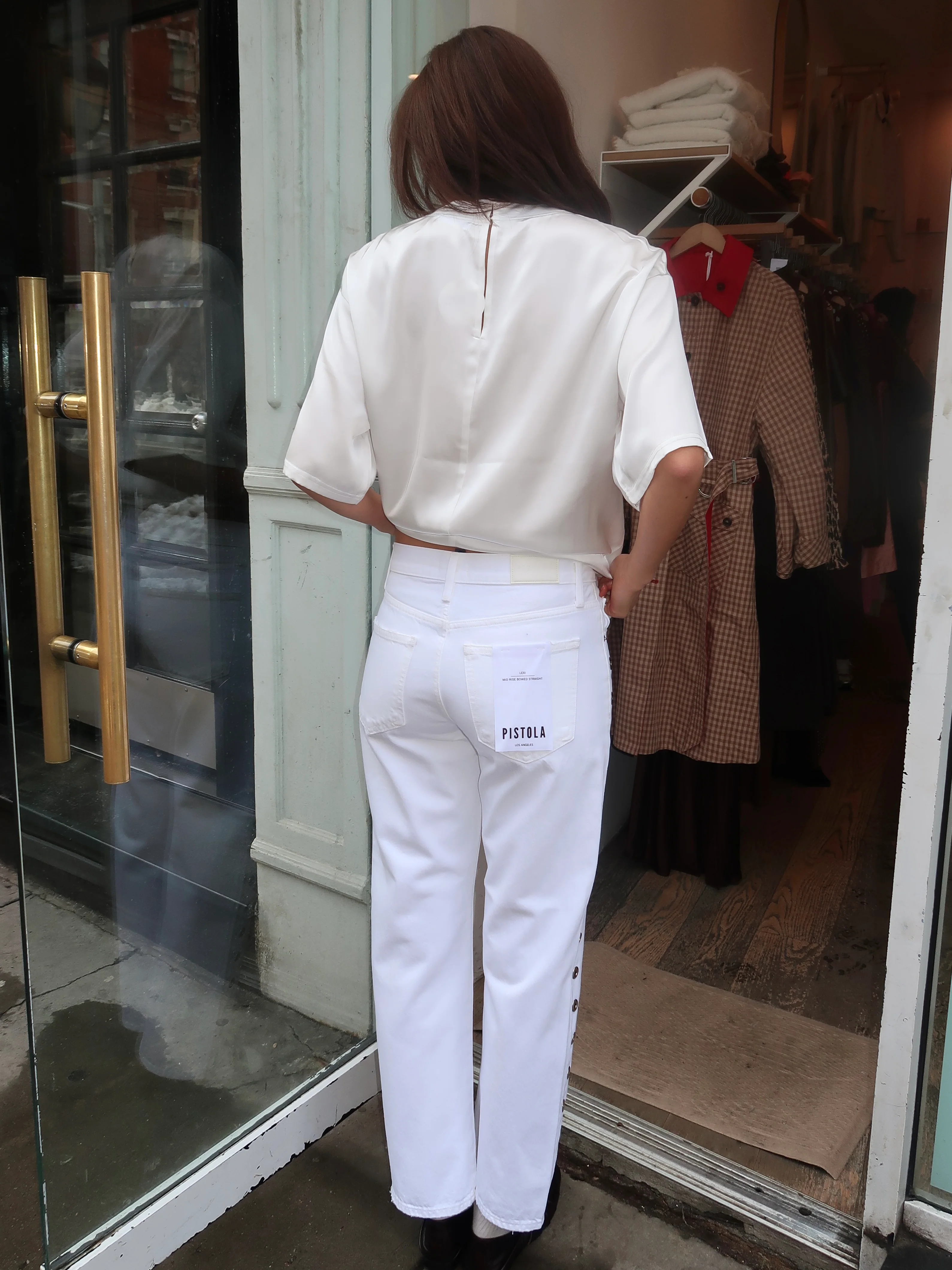 Lexi Mid Rise Bowed Straight in Vivid White - Image 3