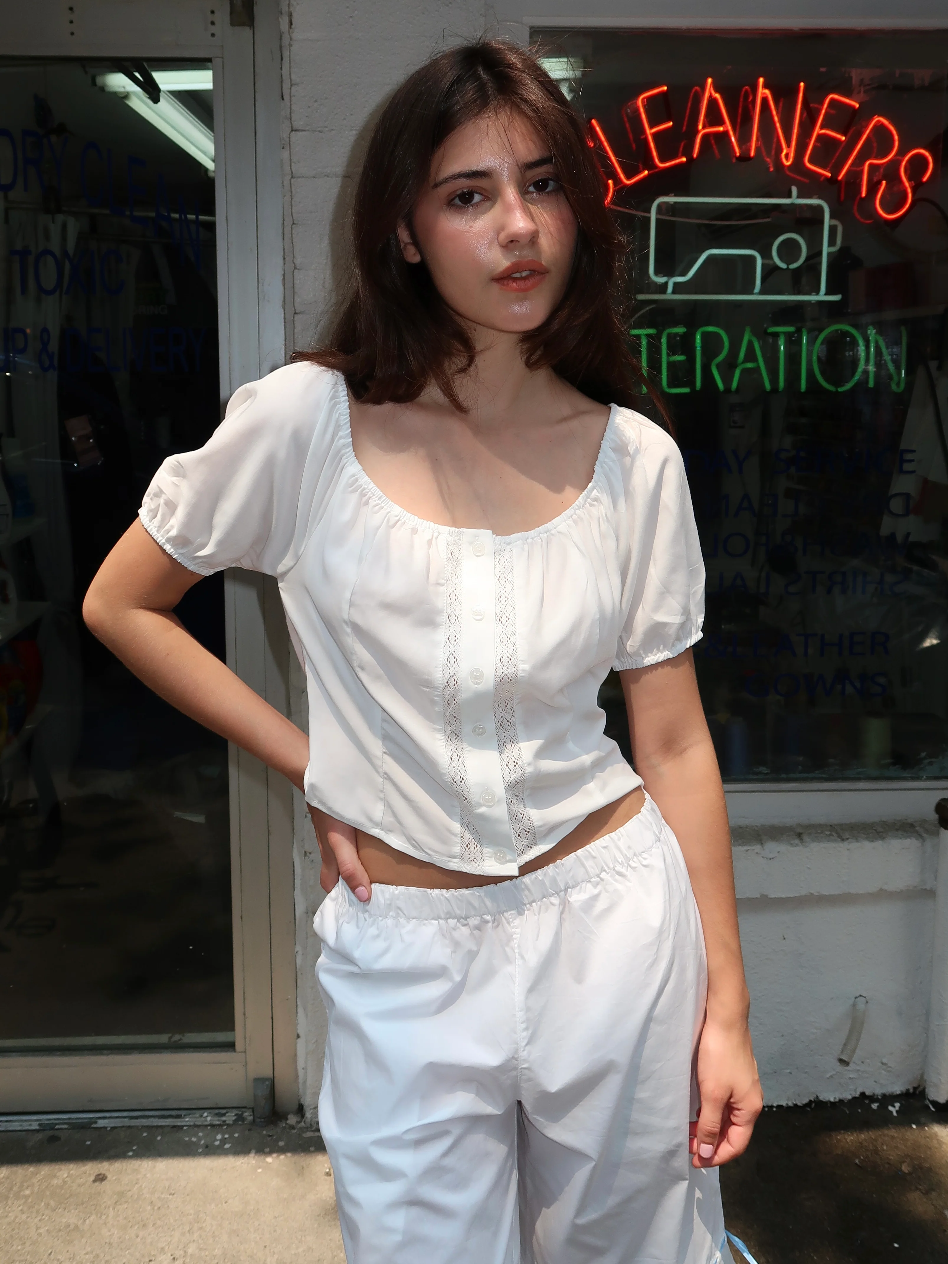 Lilo Button Down Blouse in Milk - Image 4