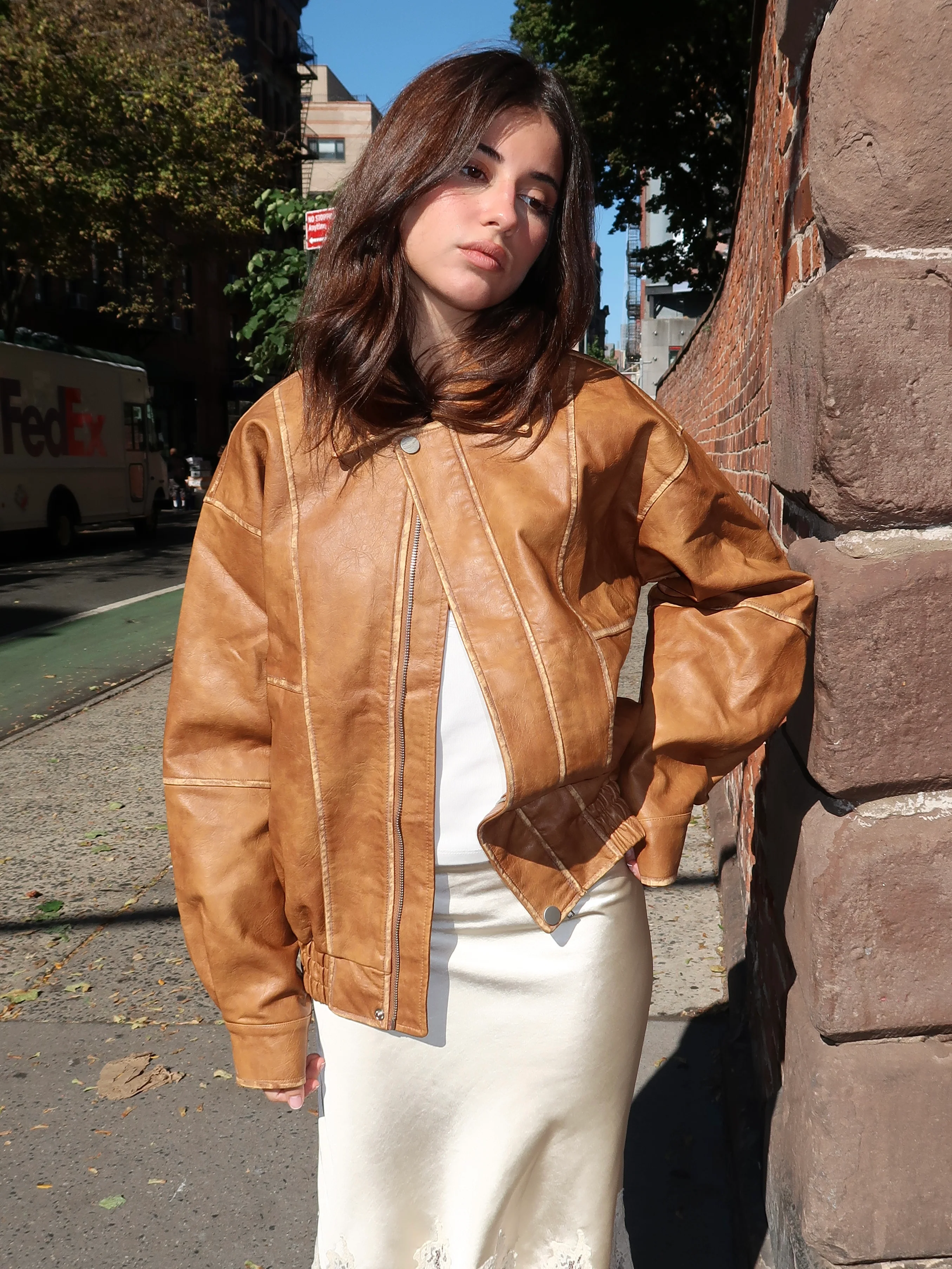 Lincoln Bomber Jacket in Caramel - Image 4