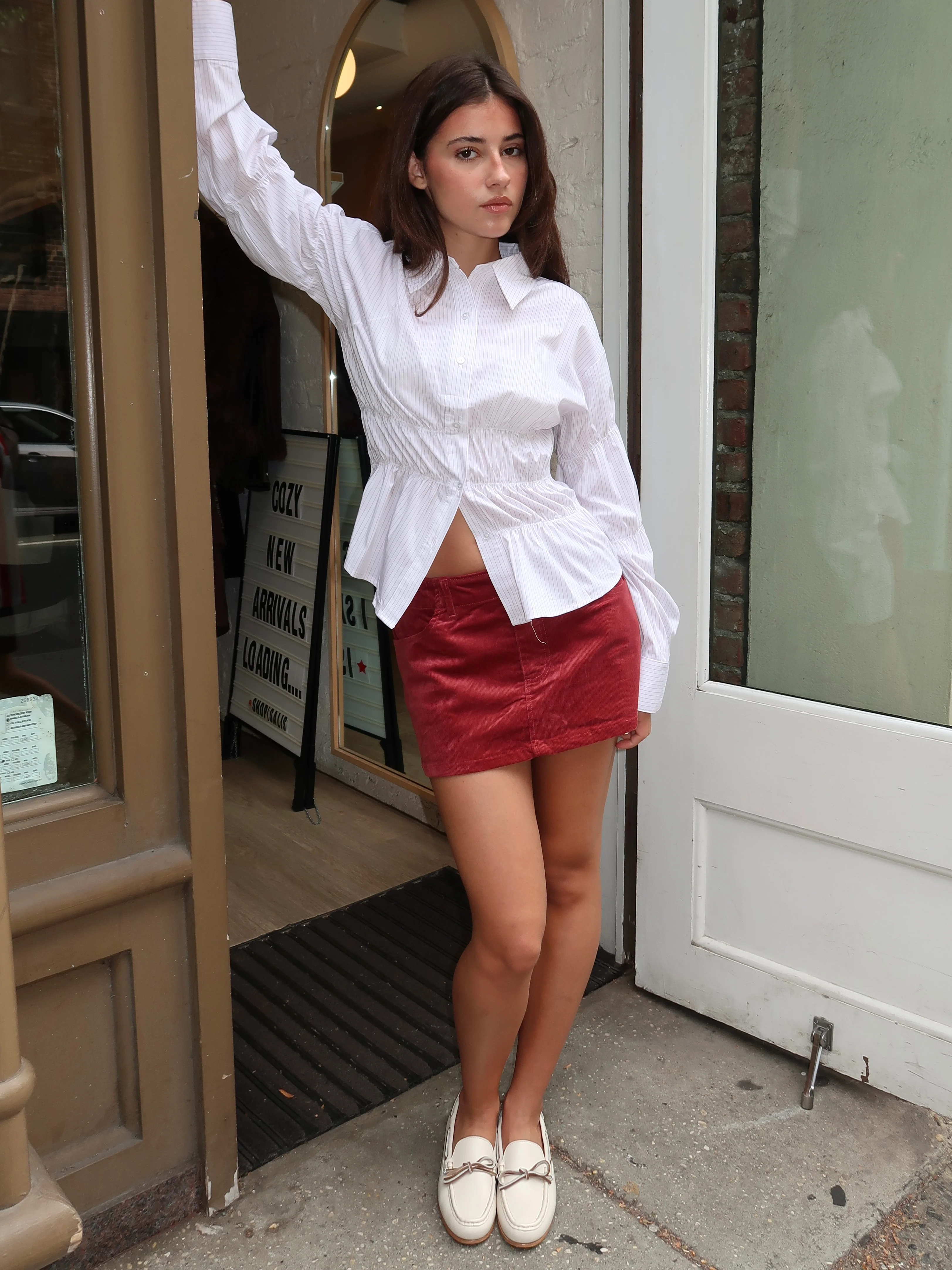 Logan Corduroy Mini Skort in Cranberry - Image 4