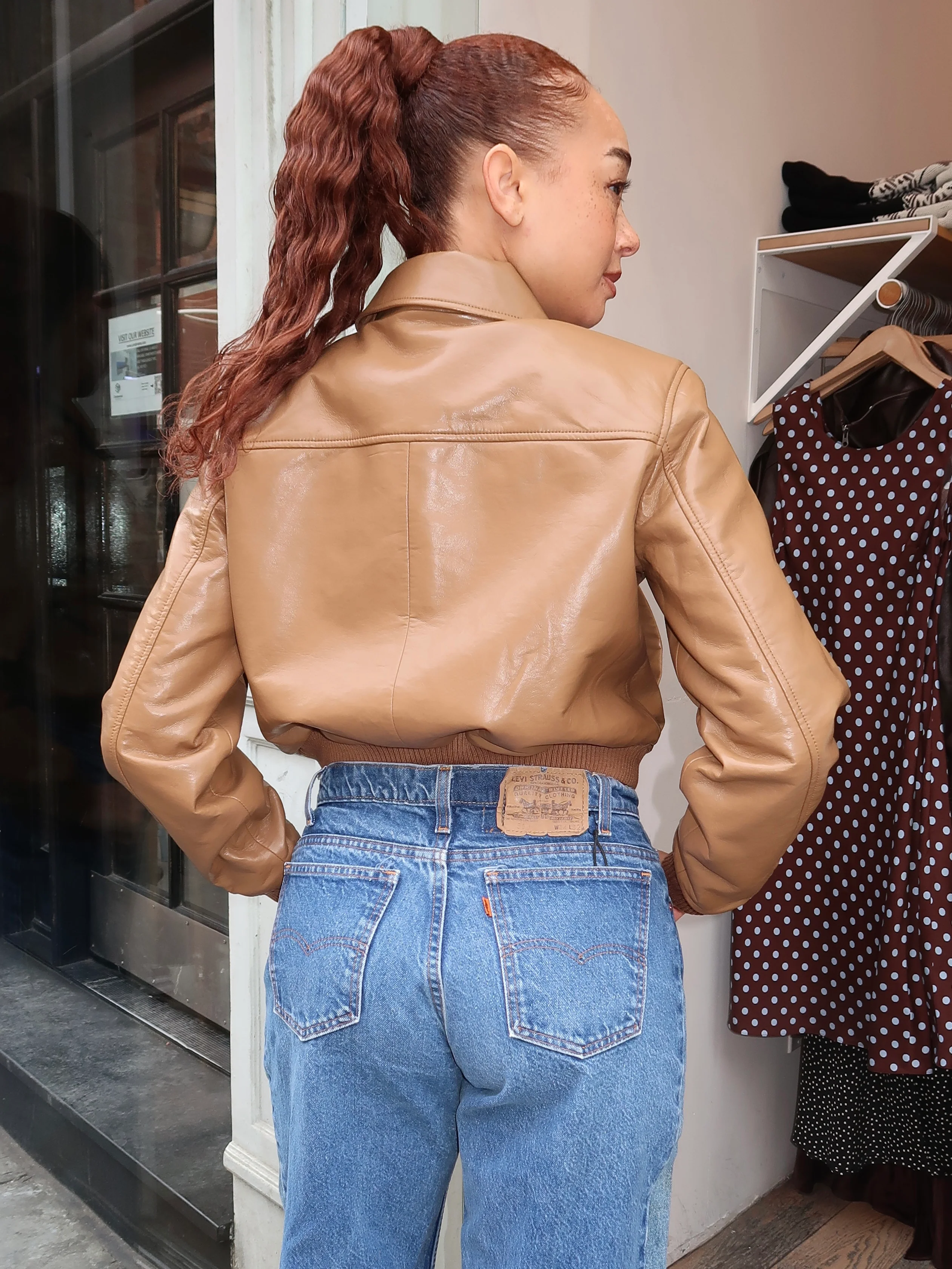 Lola Bomber in Pale Toffee - Image 3
