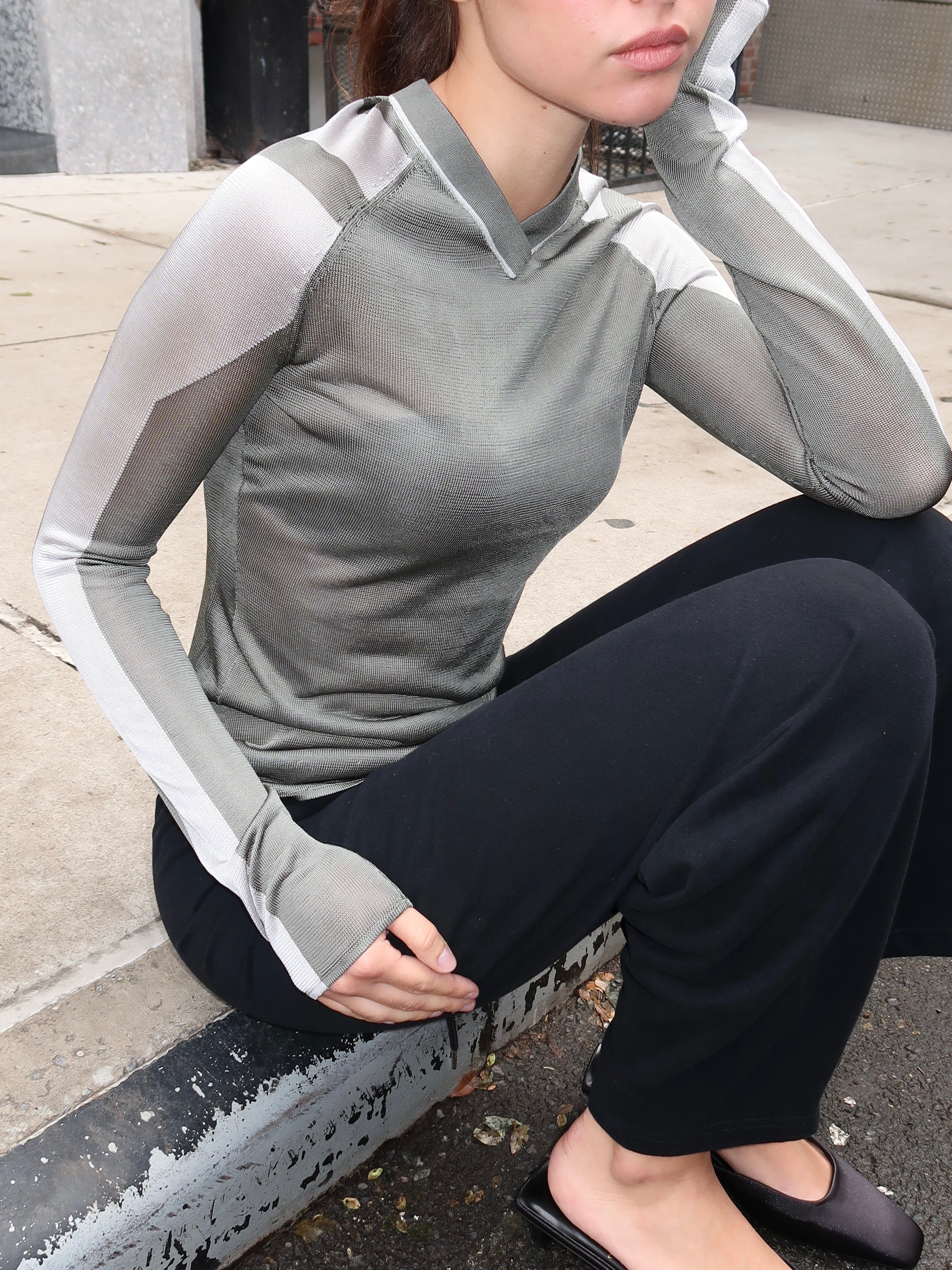 Long Sleeve Mel Tee in Agave Green - Image 4