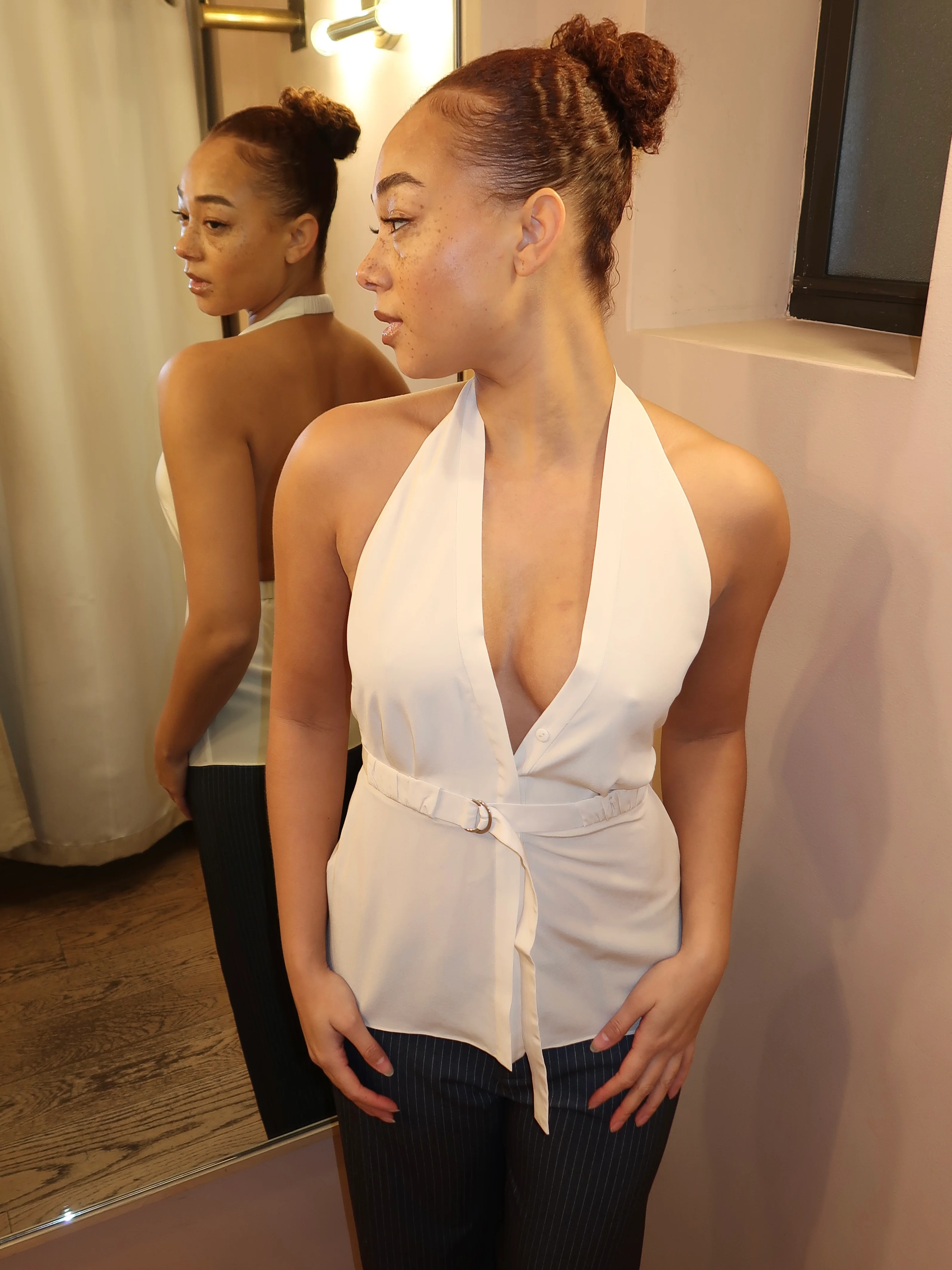 Lora Halter Top in Ivory - Image 4