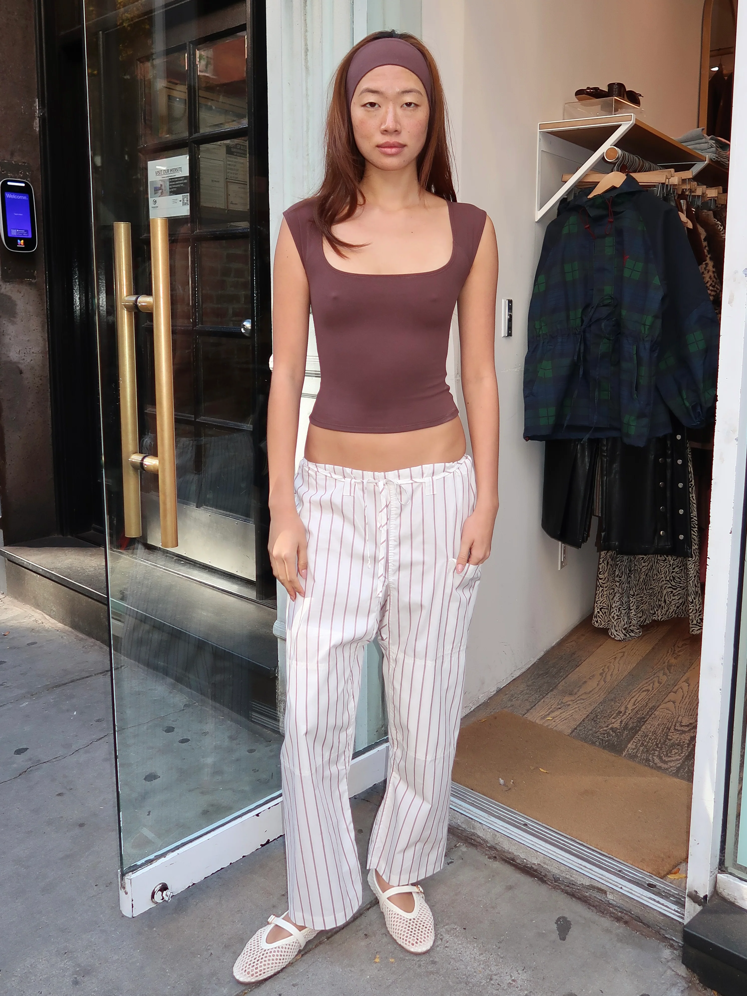 Lou Pant in Burgundy Stripe