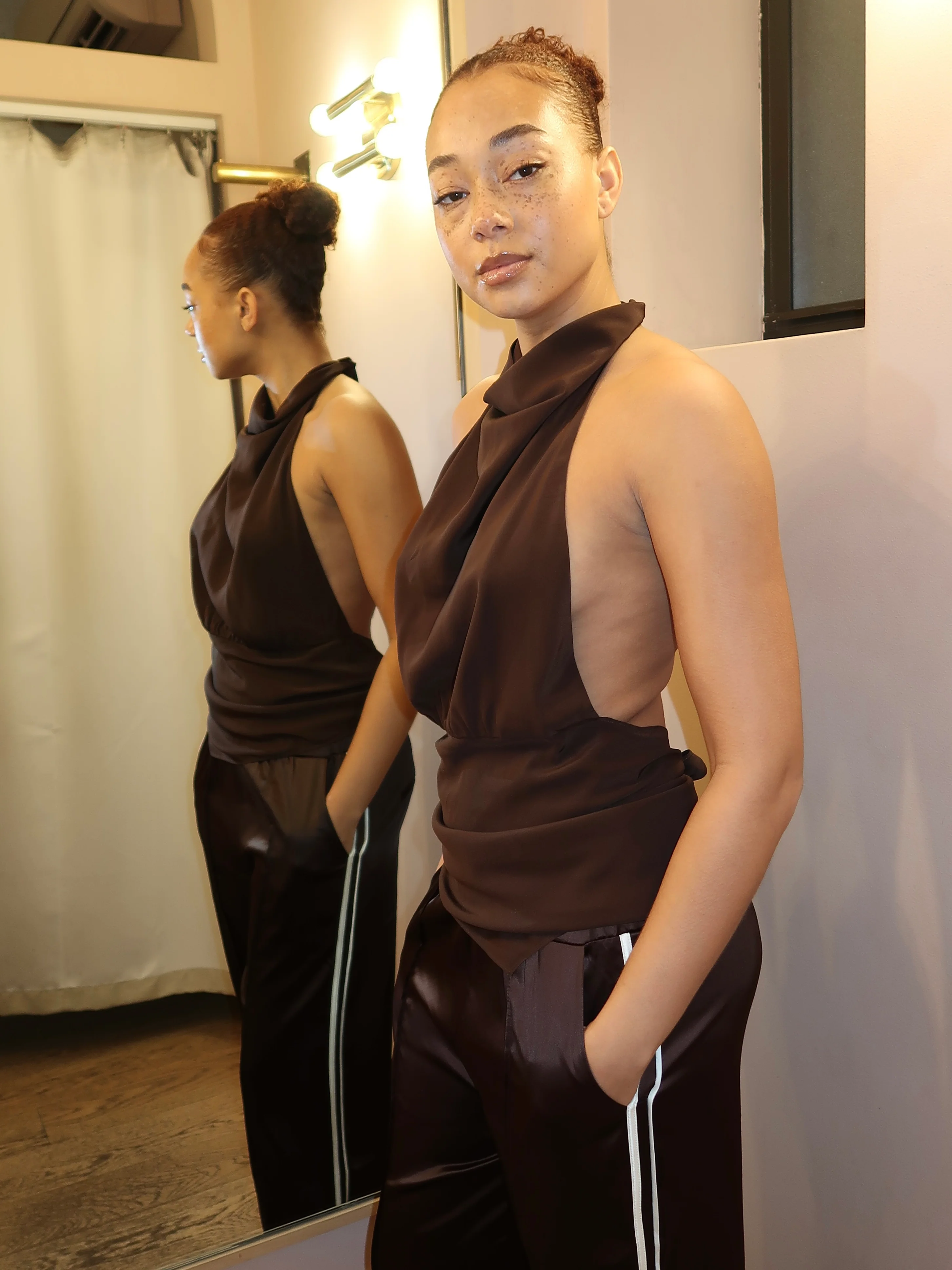 Lucie Halter Top in Dark Chocolate - Image 3