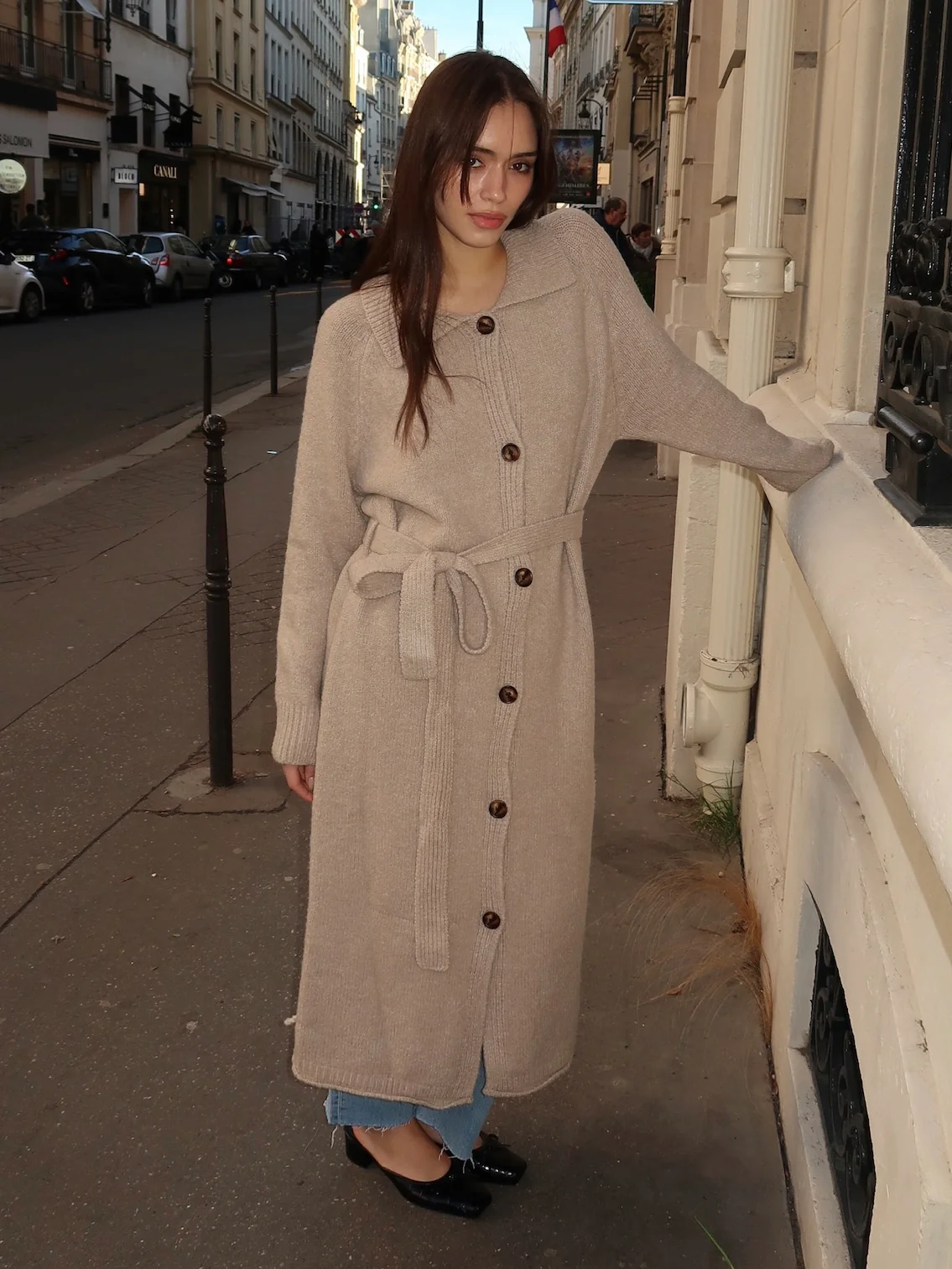 Lucine Long Cardigan in Oat - Image 2