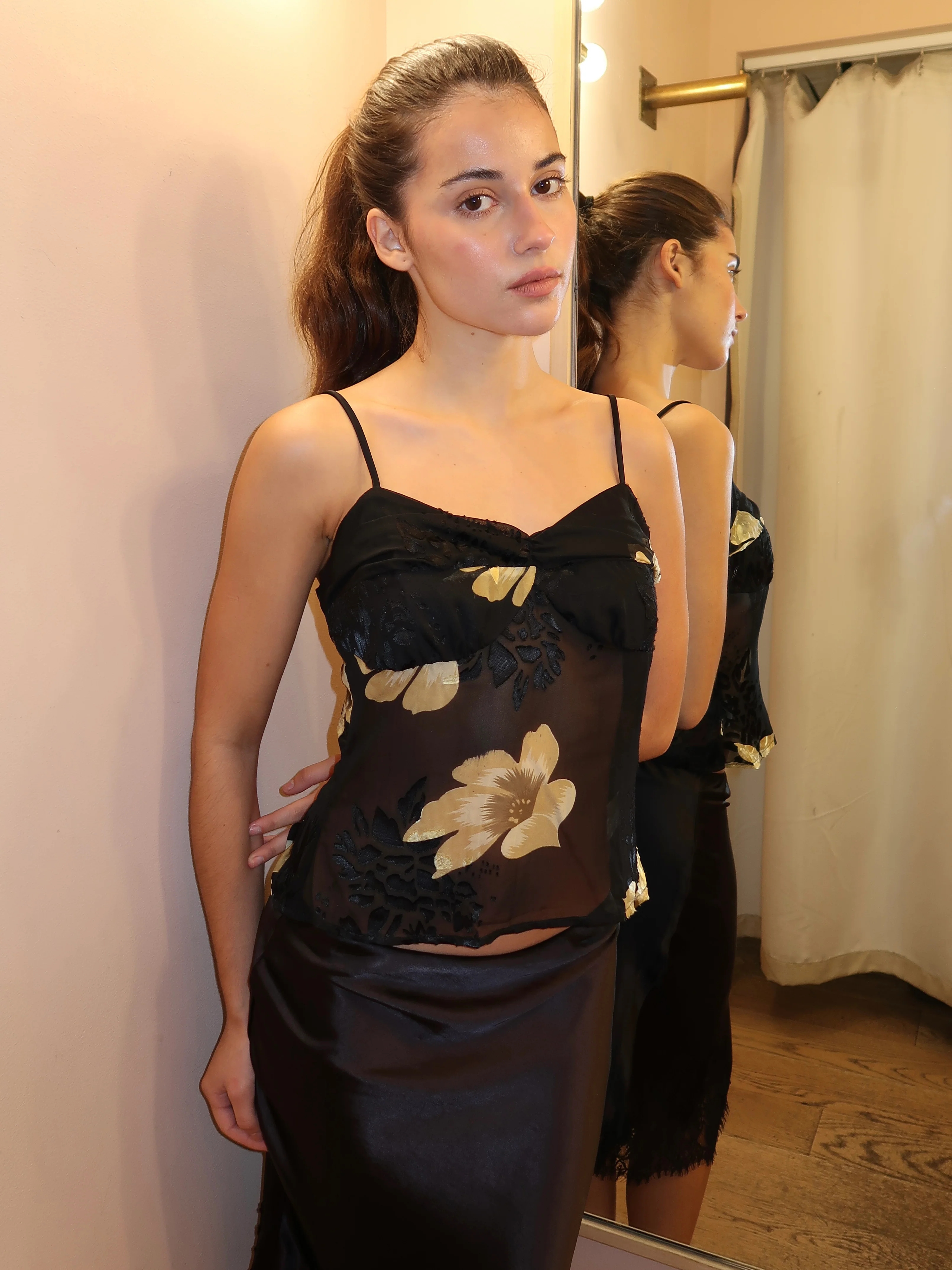 Malina Cami Top in Black Yellow - Image 2