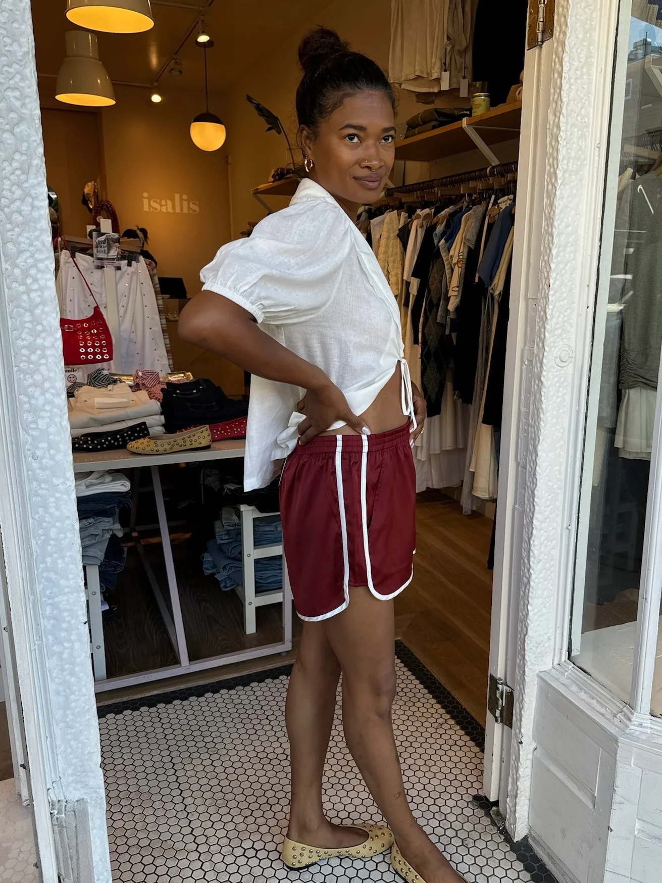 Maple Runner Shorts in Dark Red - Image 2