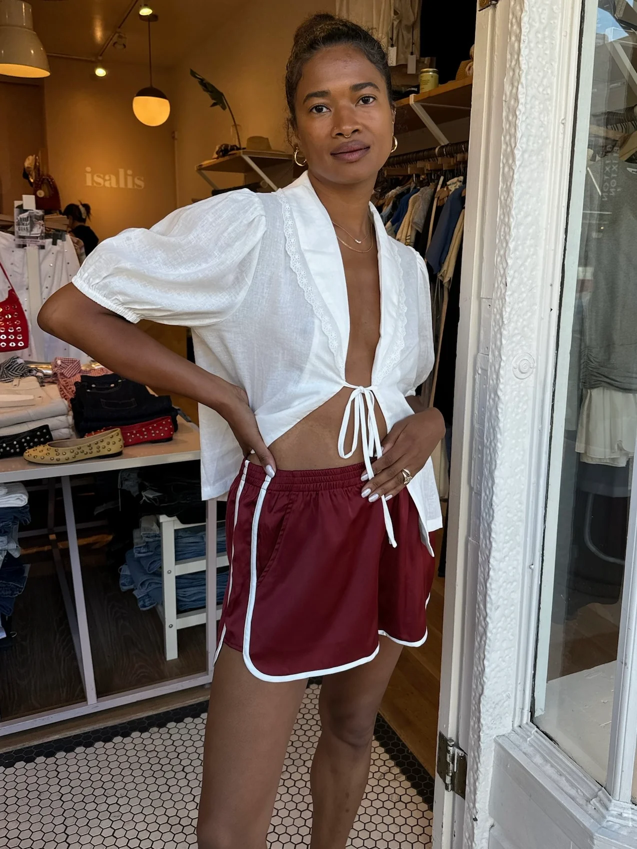 Maple Runner Shorts in Dark Red - Image 4