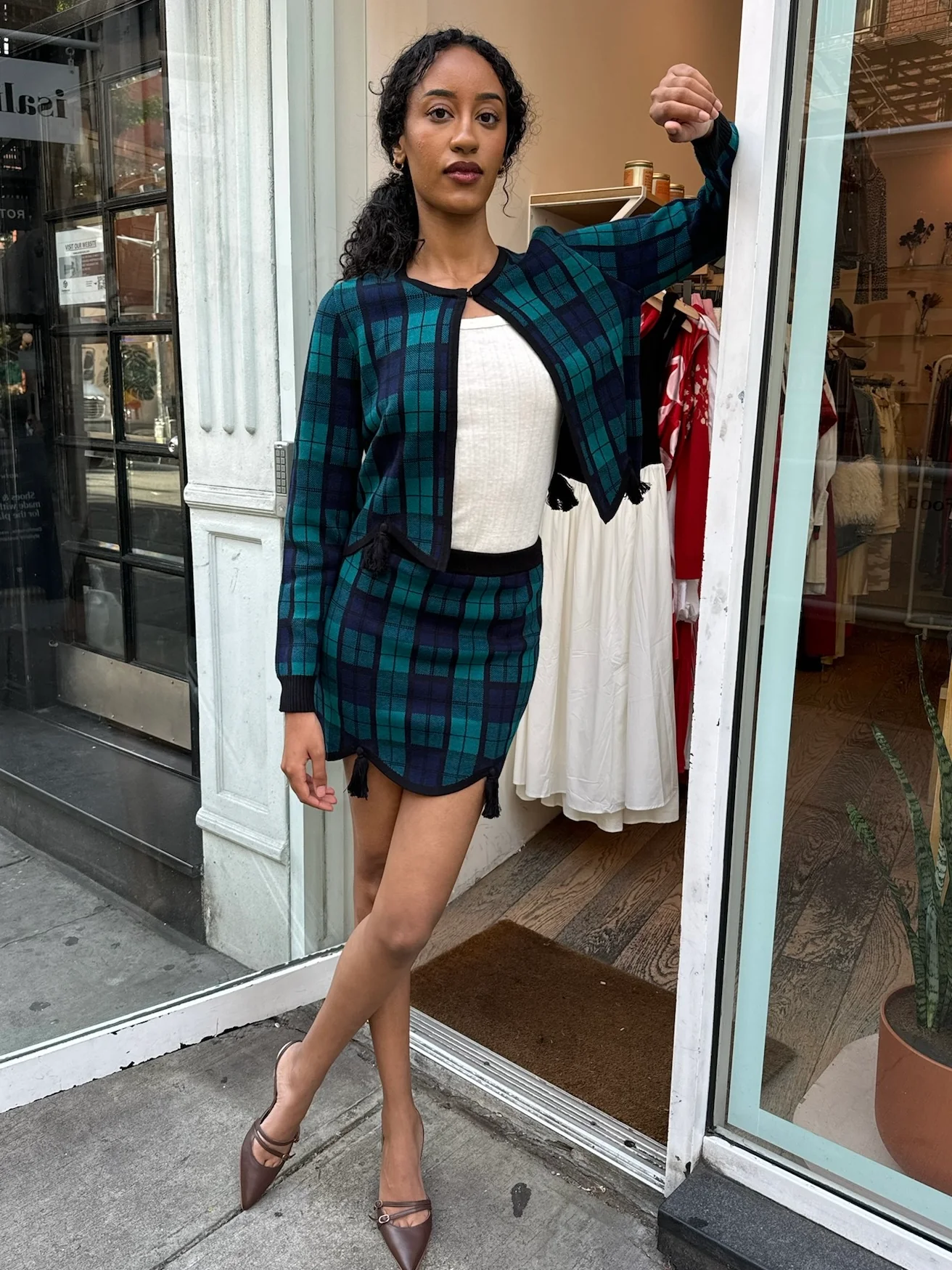Margaret Knit Skirt in Blackwatch Plaid - Image 2