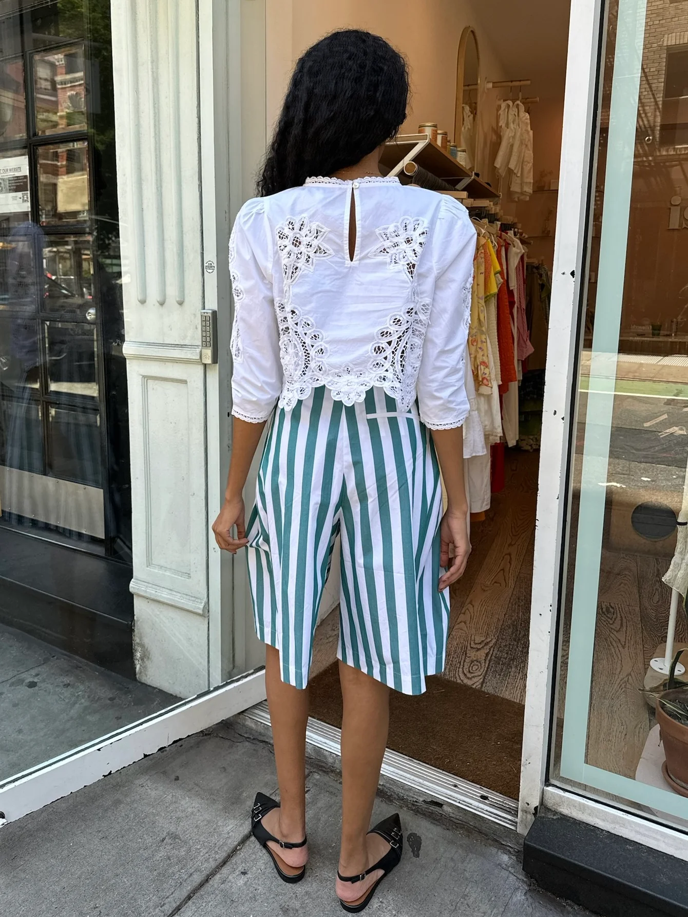 Marquese Culotte Shorts in Emerald Stripe - Image 3