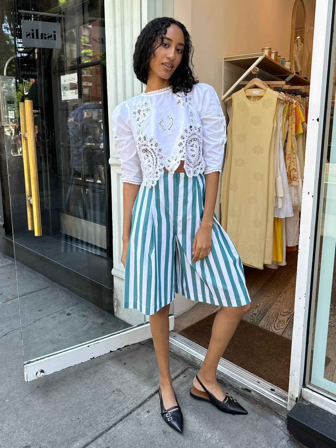 Marquese Culotte Shorts in Emerald Stripe - Image 4