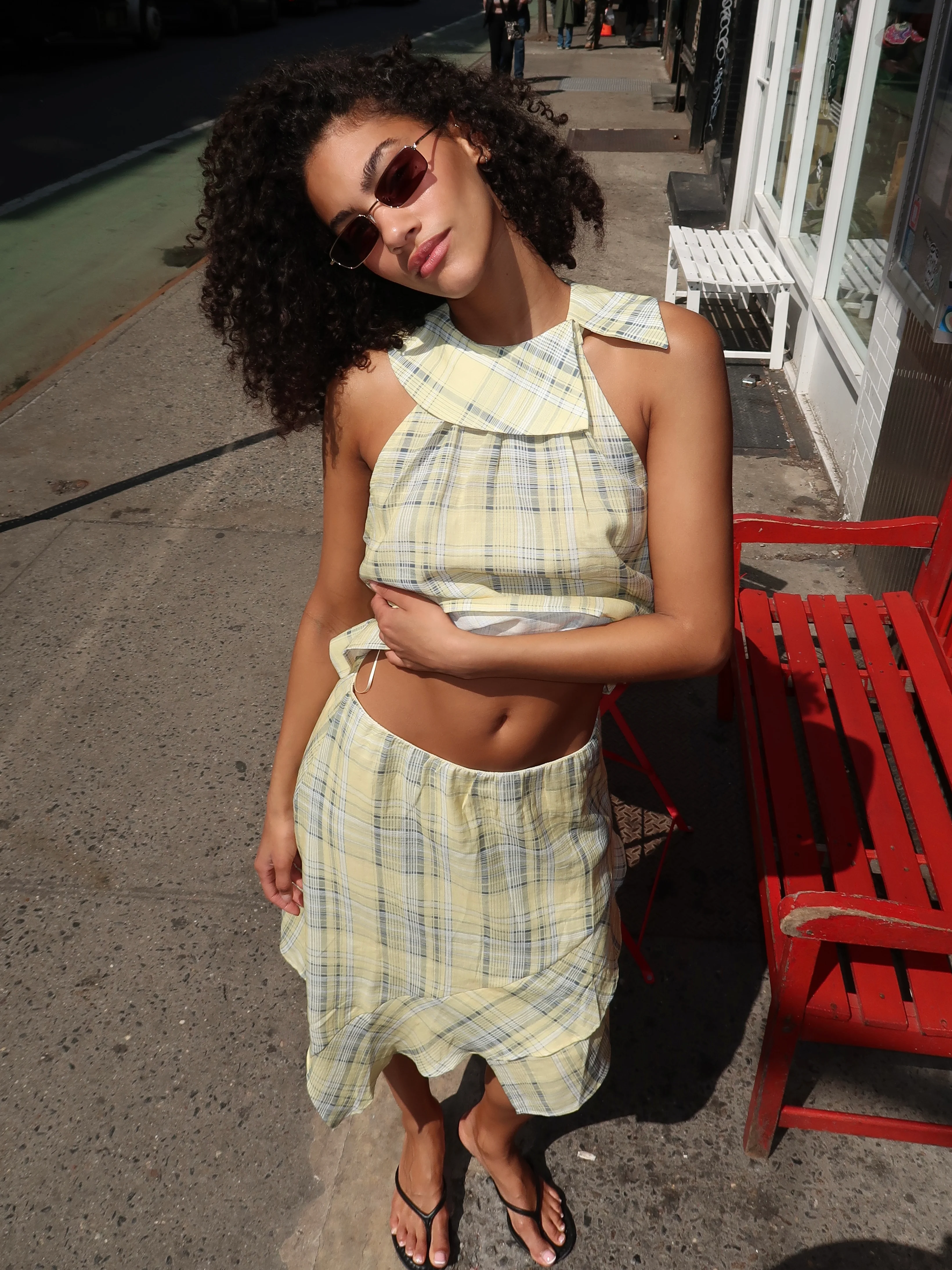 Melina Asym Midi Skirt in Yellow