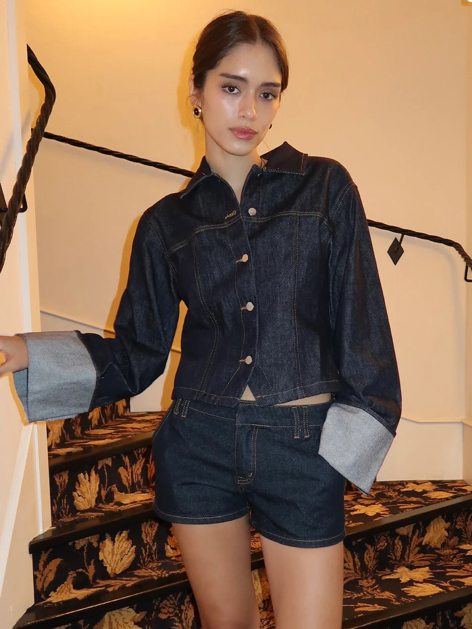 Mex Fitted Denim Jacket in Indigo - Image 3