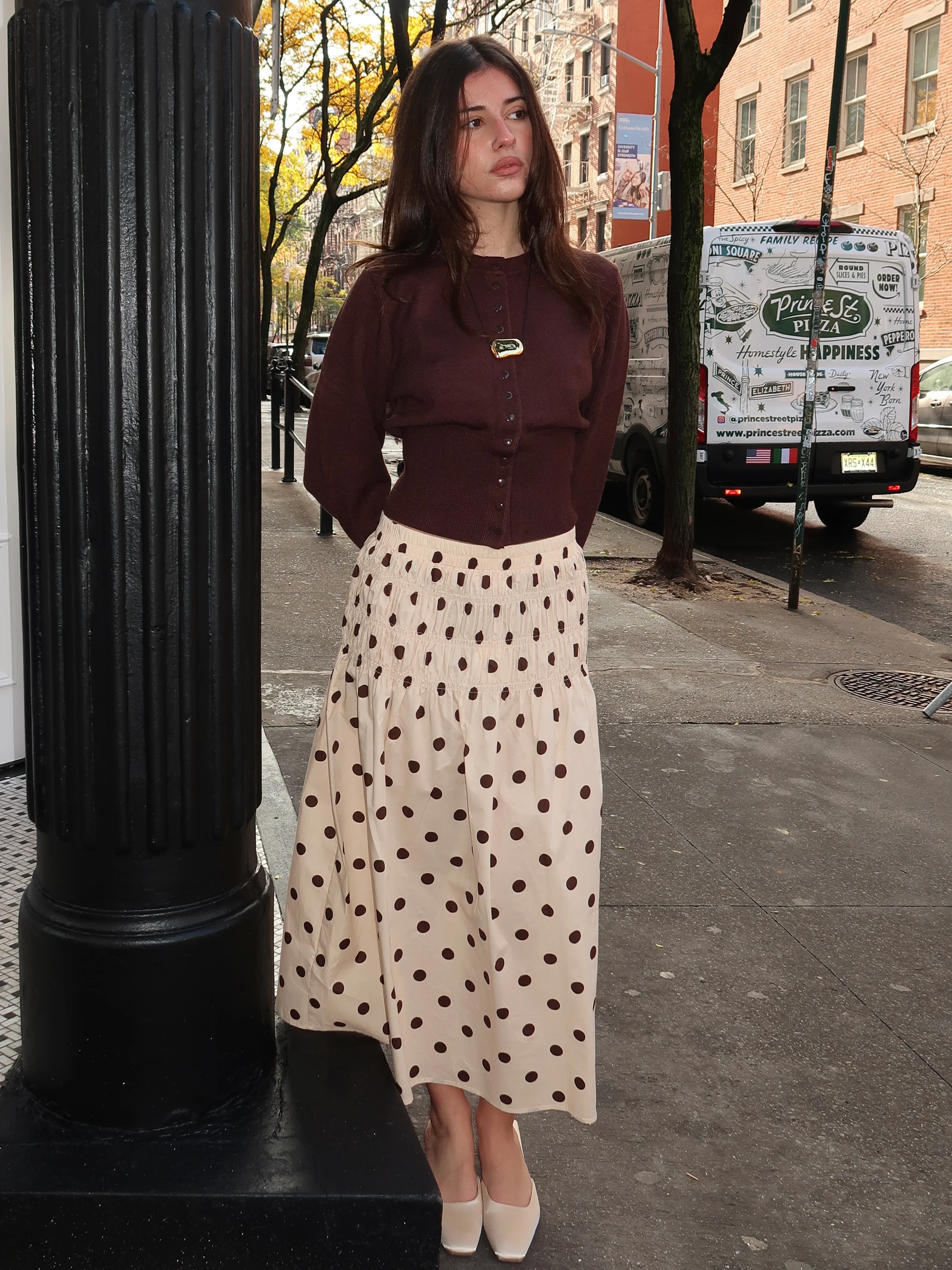 Michelle Midi Skirt in Cream Dot - Image 2