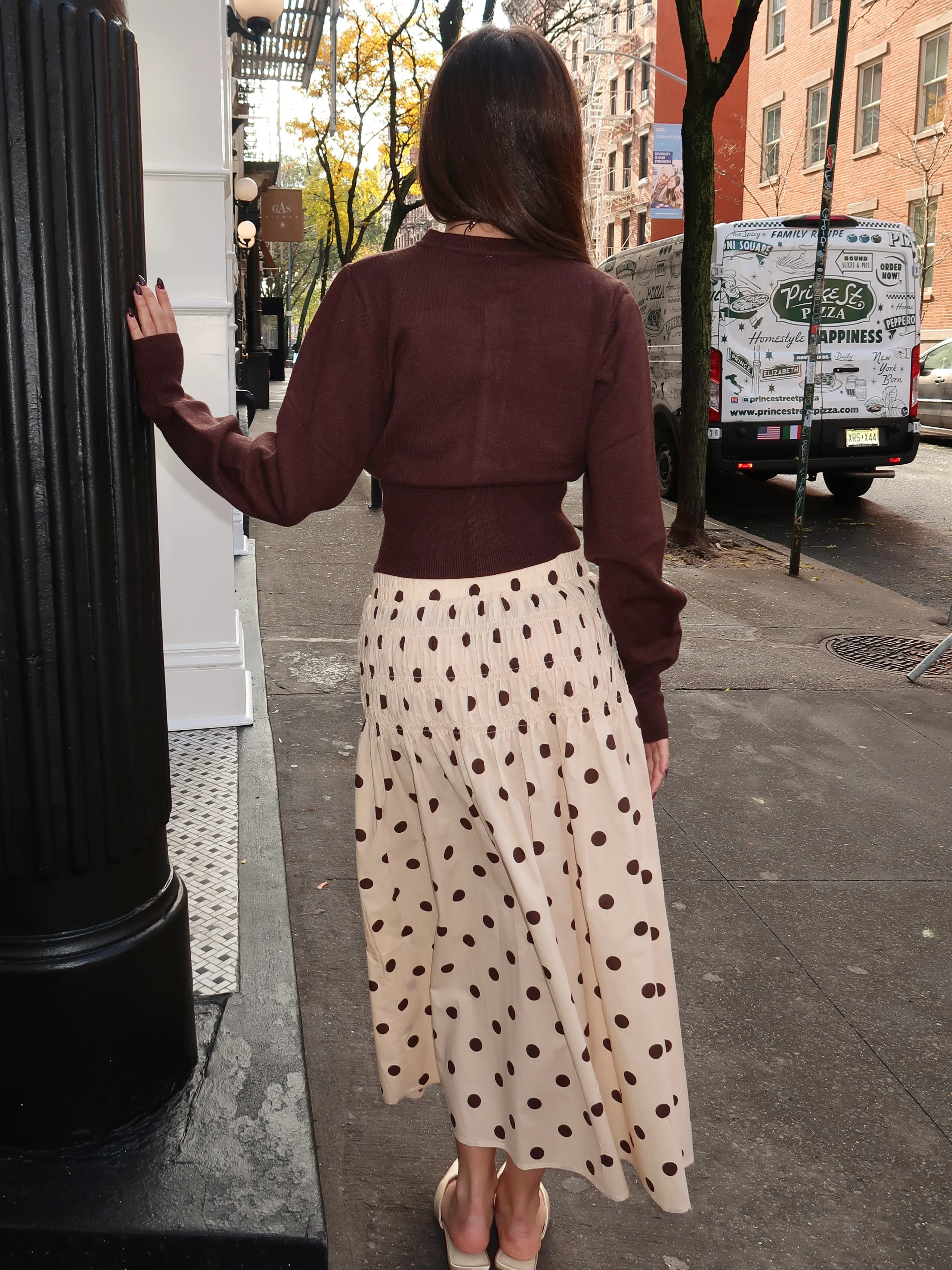 Michelle Midi Skirt in Cream Dot - Image 3