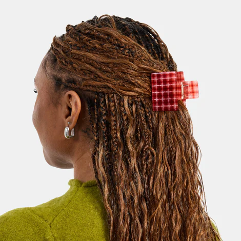 Midi Box Claw in Red Plaid