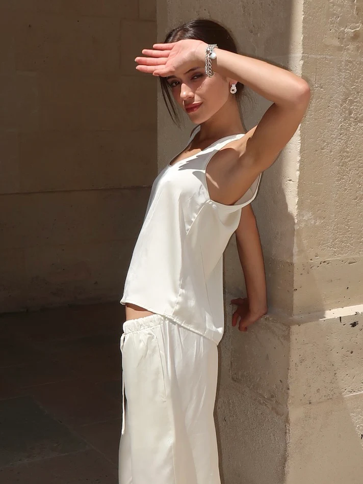 Mikayla Tank Top in Ivory - Image 3