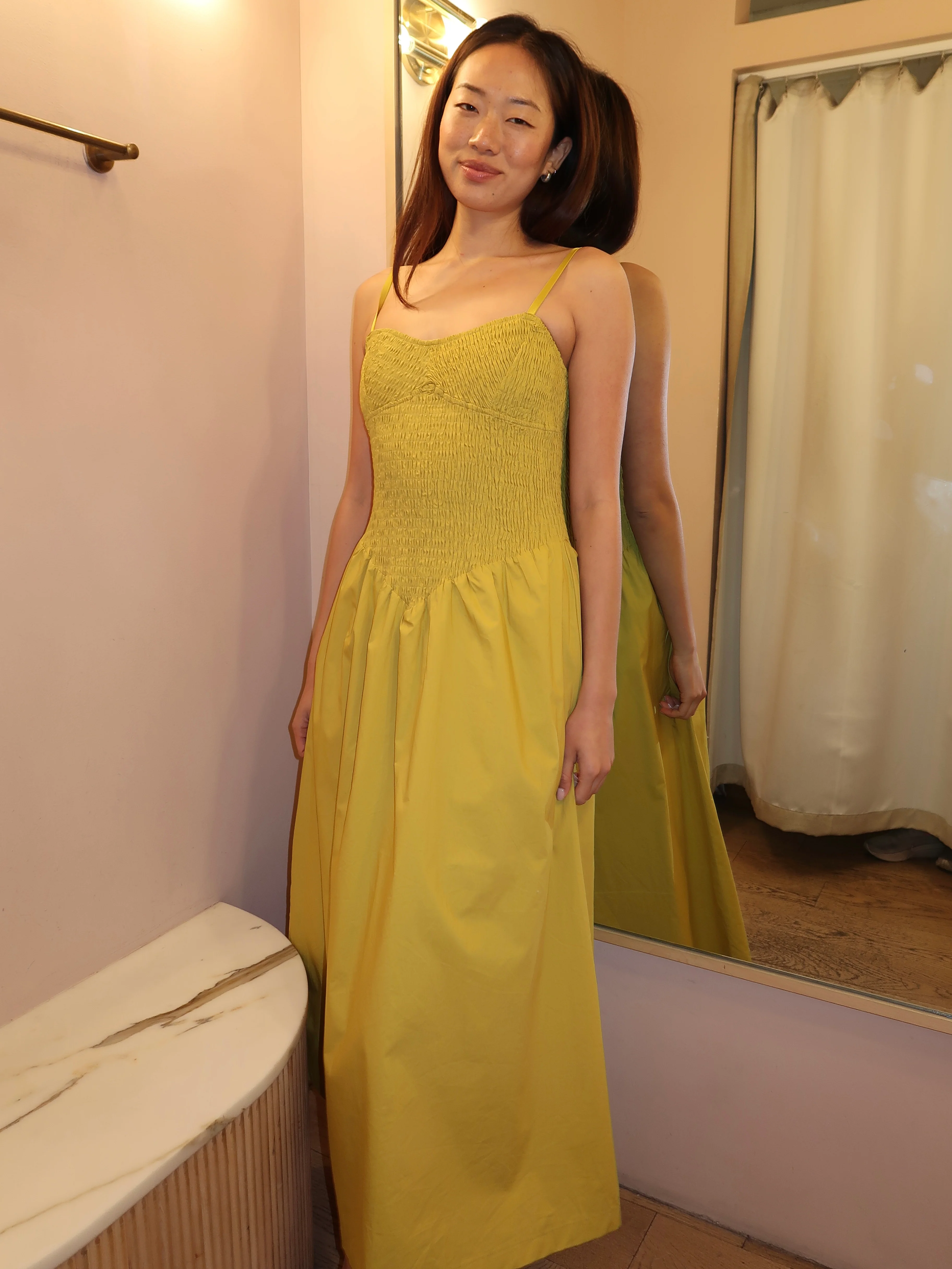 Mila Smocked Maxi Dress in Chartreuse - Image 4