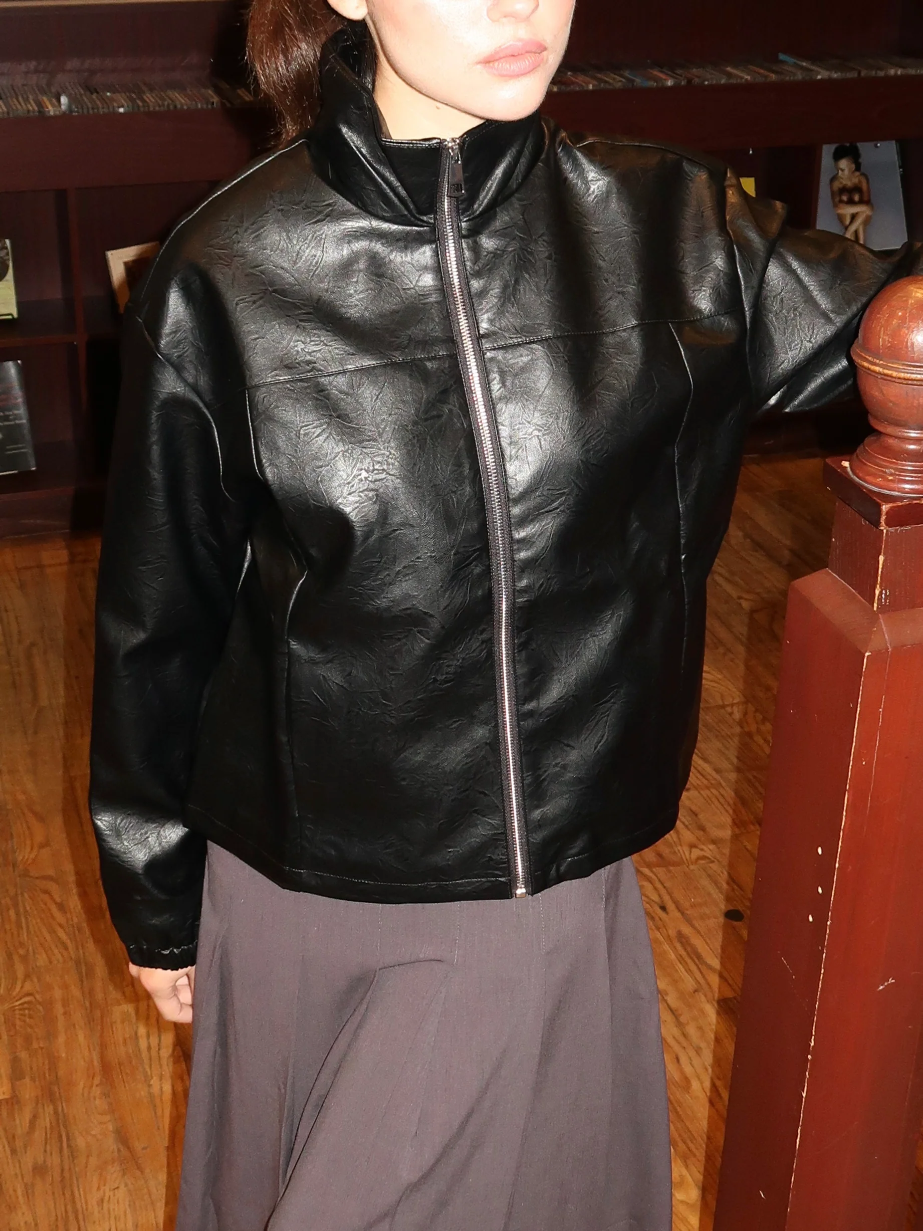 Nattie Bomber Jacket in Black - Image 2
