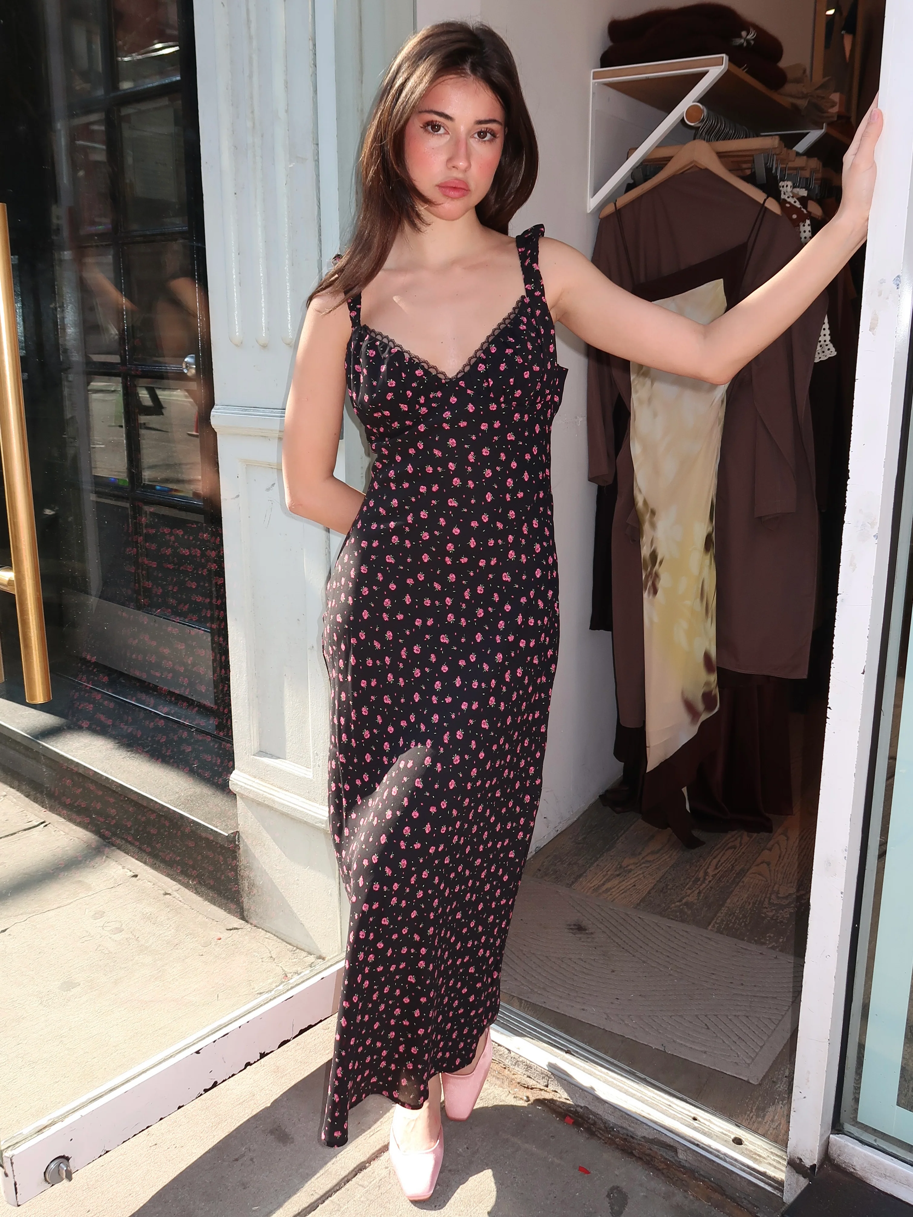 Nia Maxi Dress in Black Floral