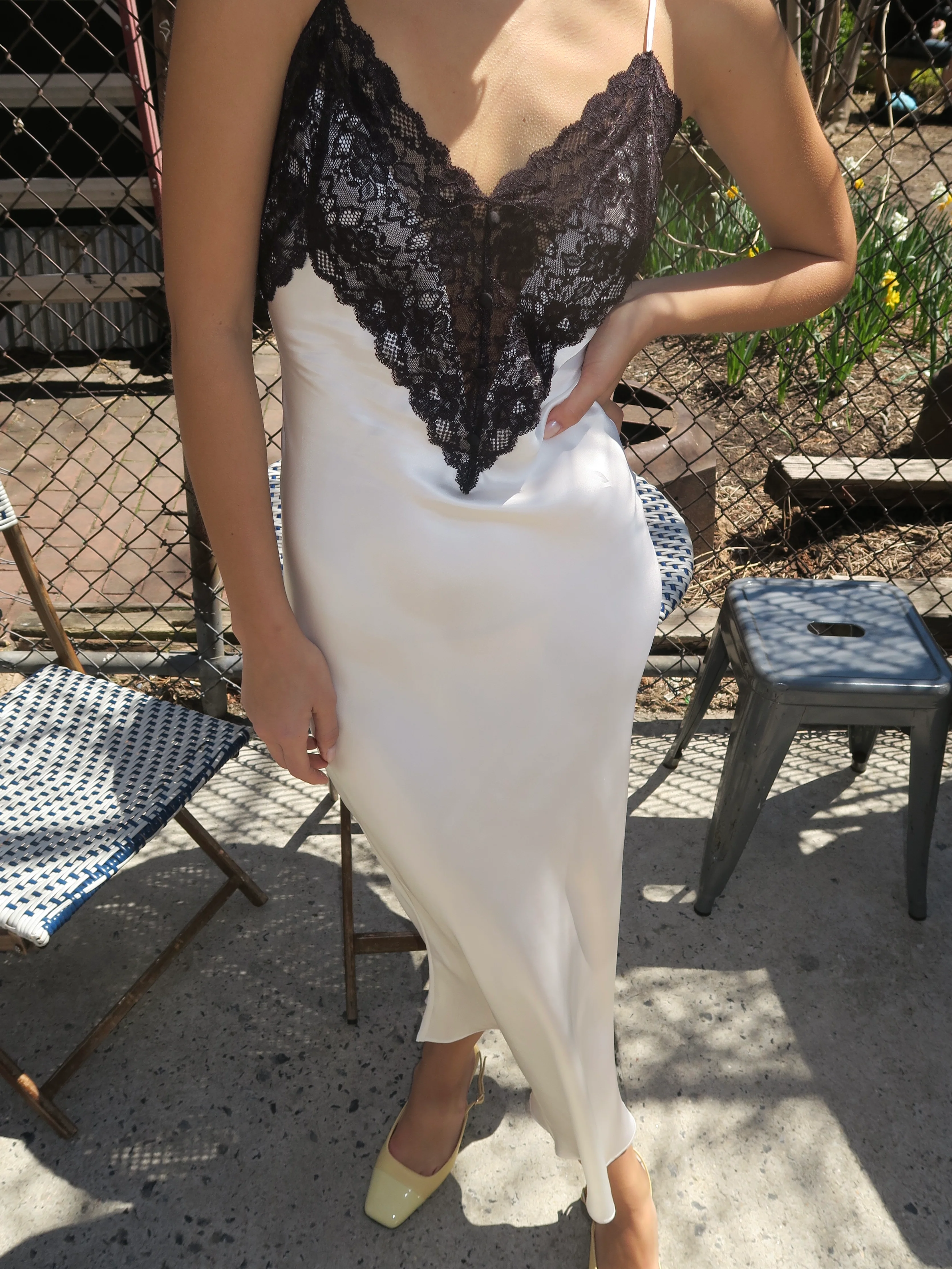Nova Slip Midi Dress in Ivory - Image 4