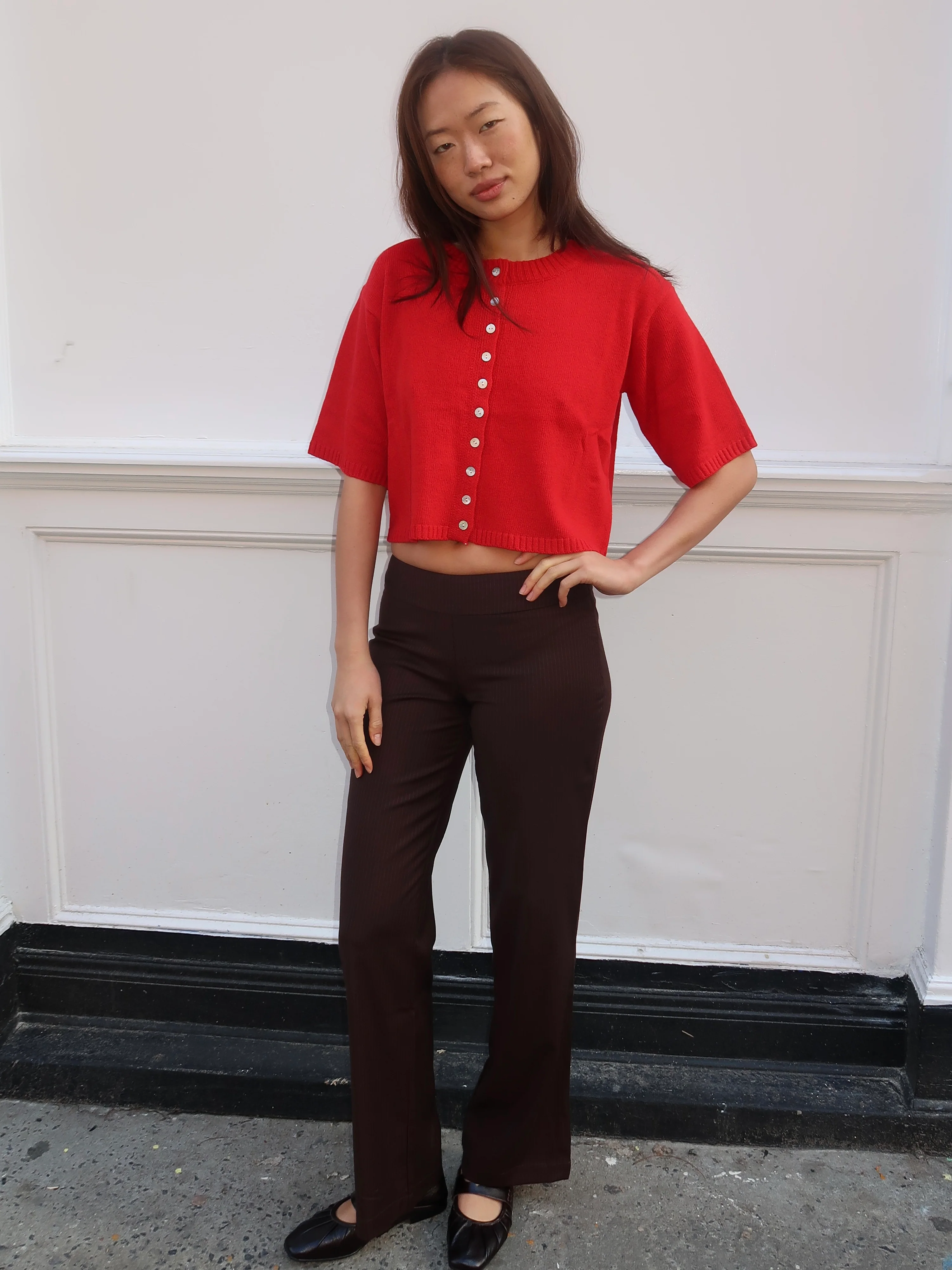 Osman Low Rise Trousers in Brown Stripe - Image 4