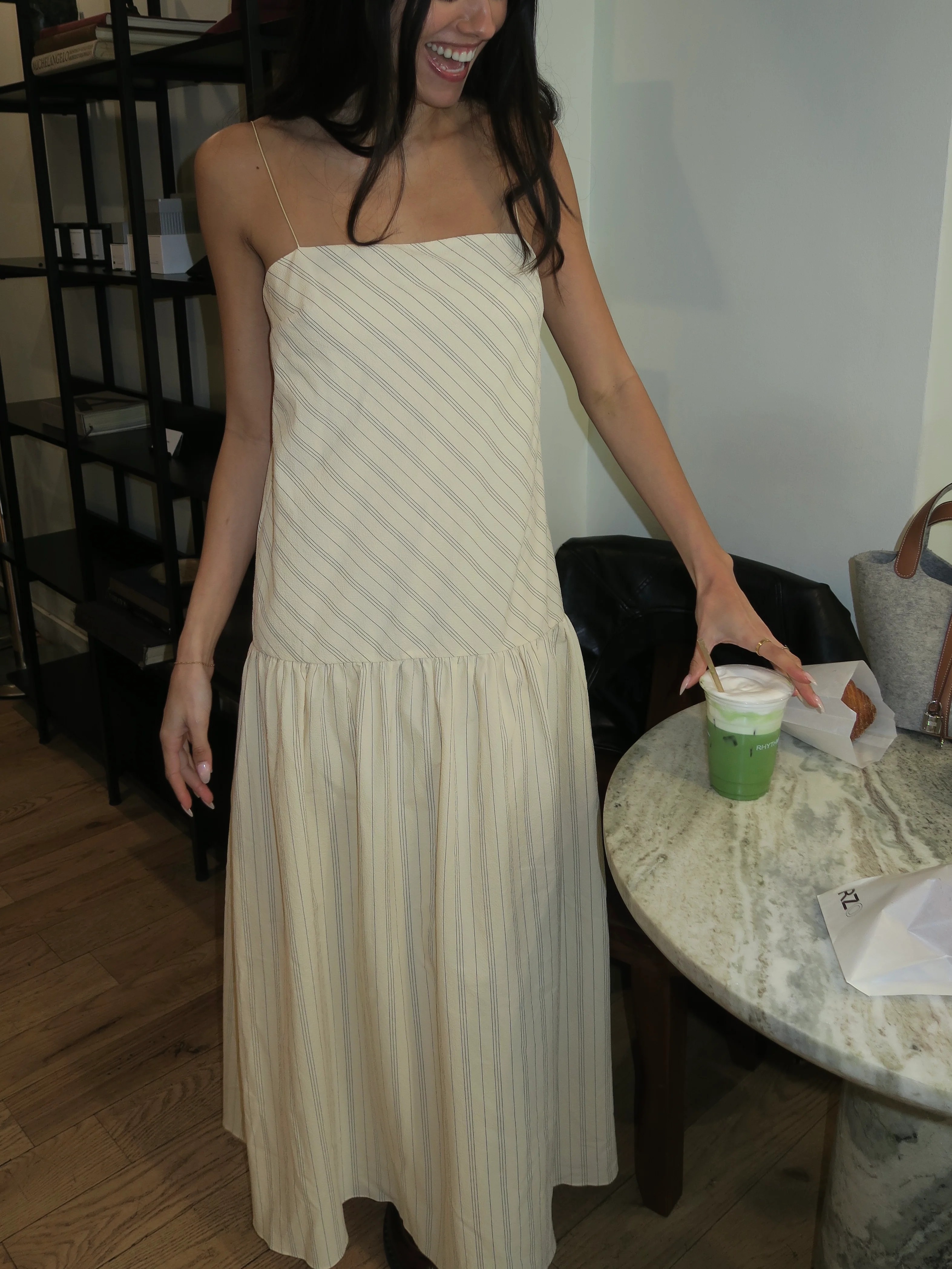 Peyson Maxi Dress in Cream/Black Stripe