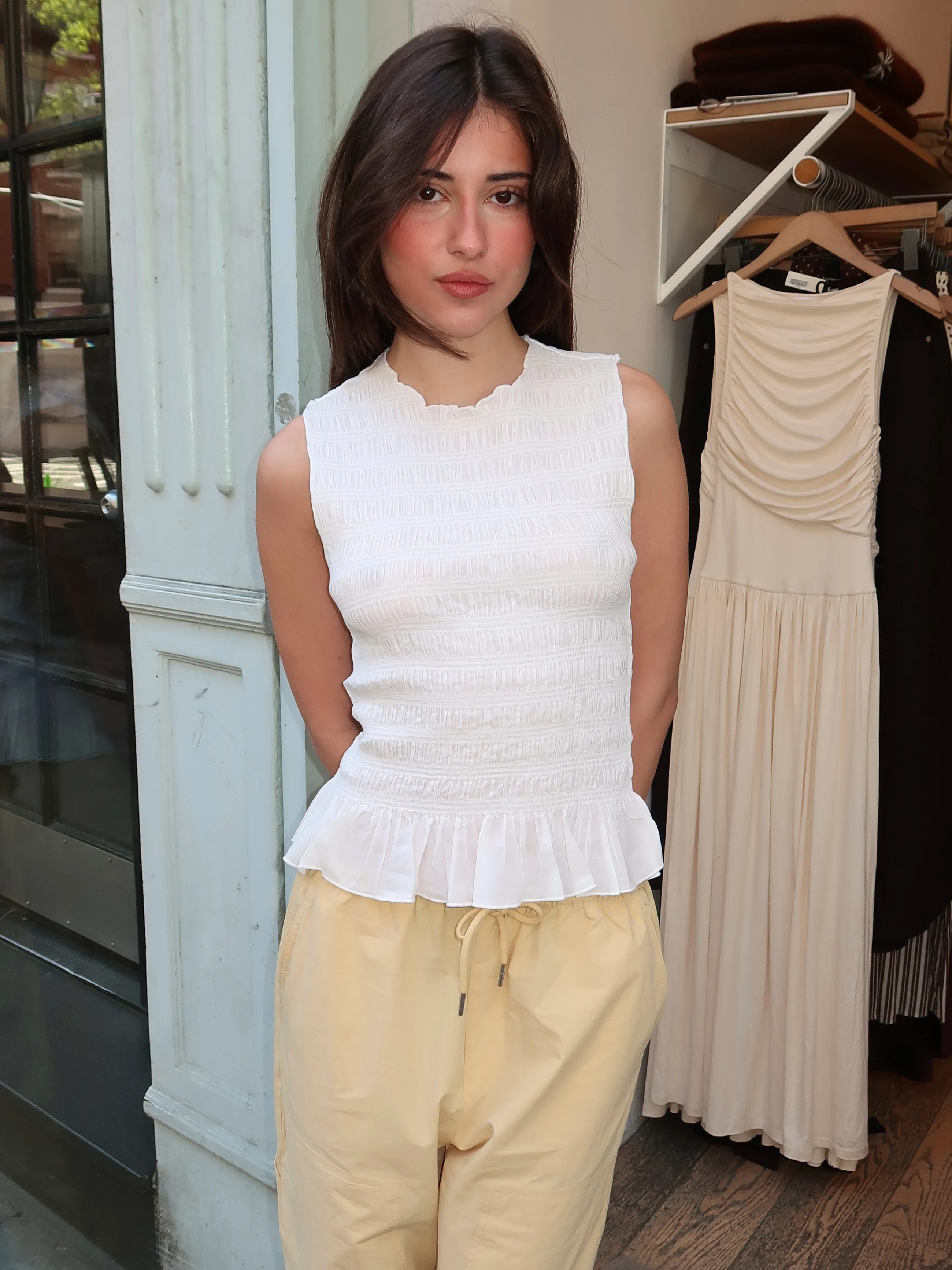 Phoebe Smocked Tank in Le Blanc - Image 4