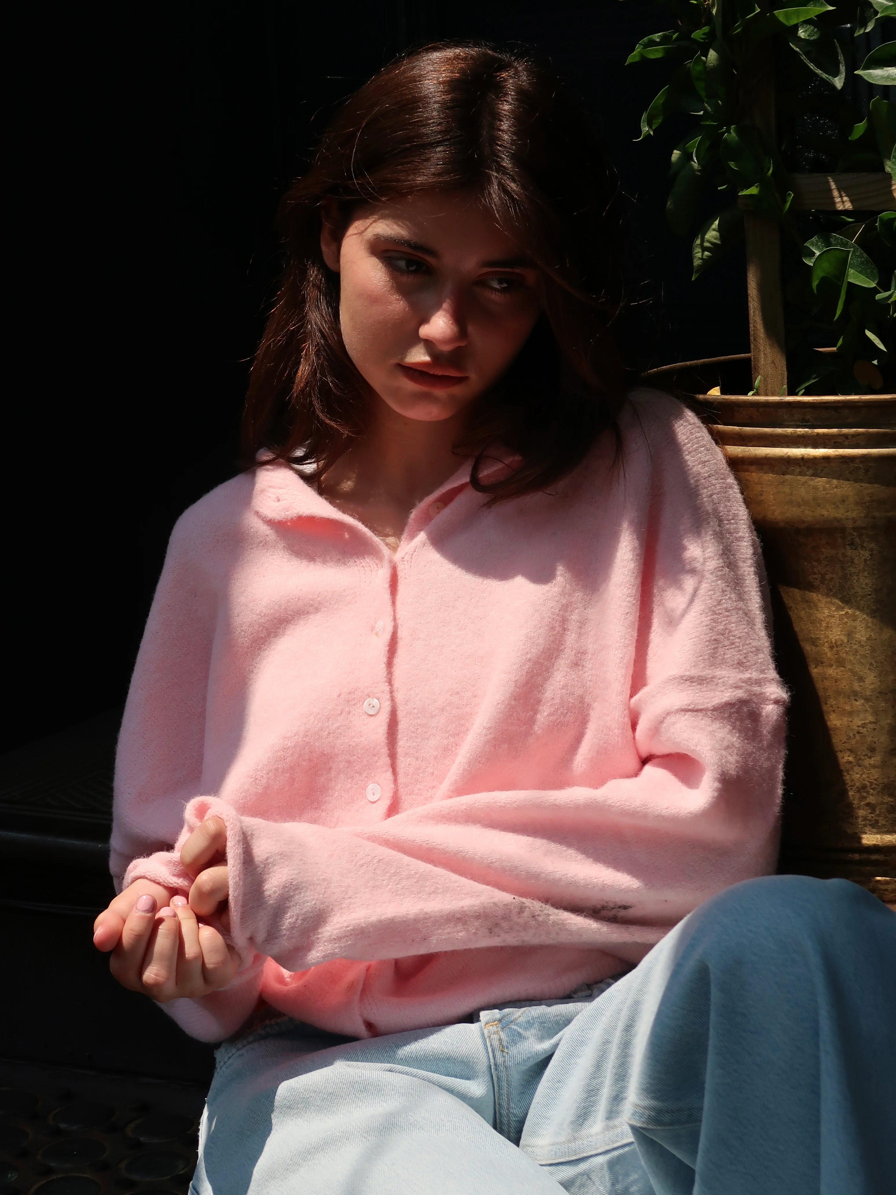 Pisces Button Down Cardigan in Baby Pink - Image 2