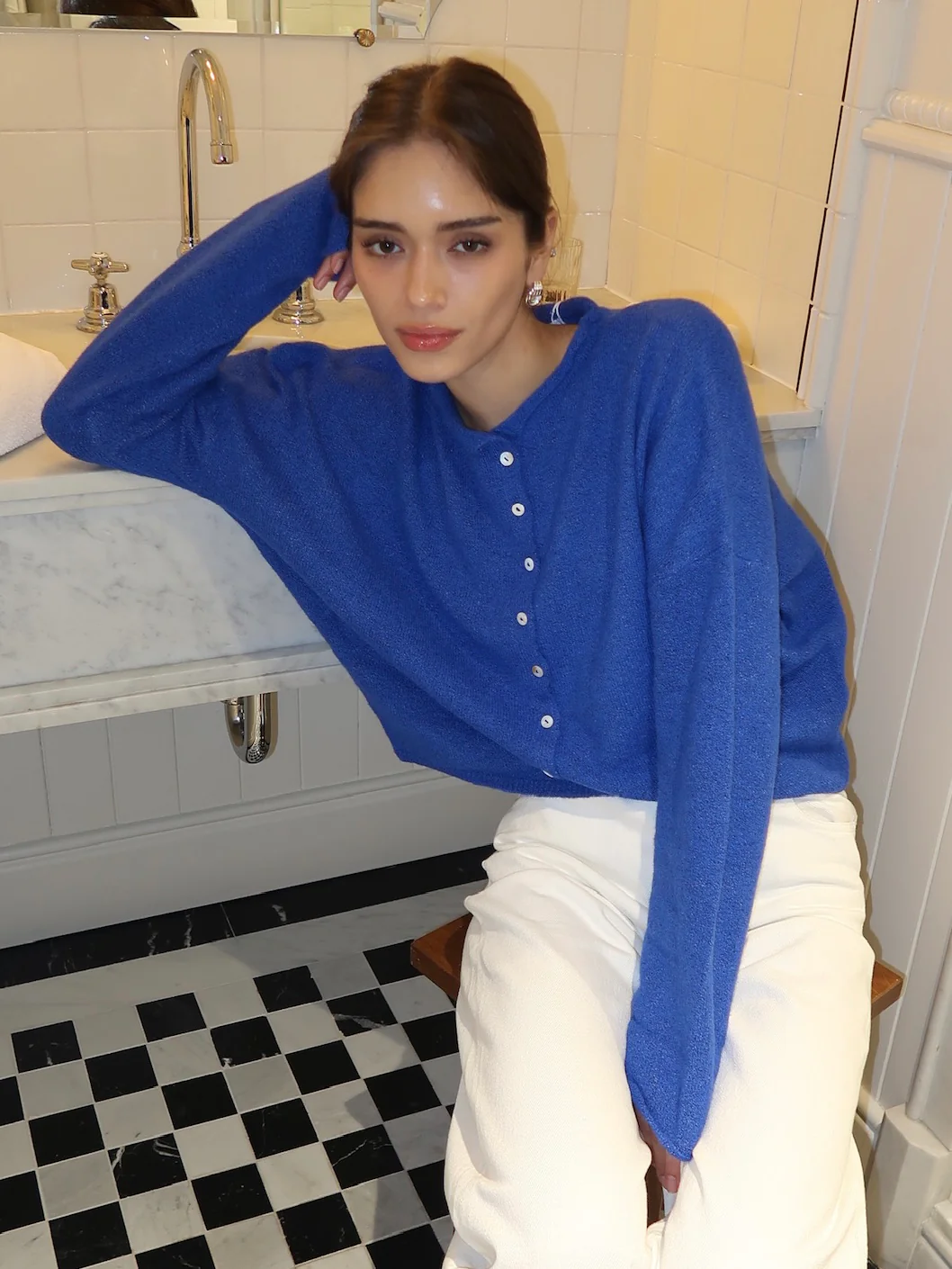 Pisces Button Down Cardigan in Blue - Image 2