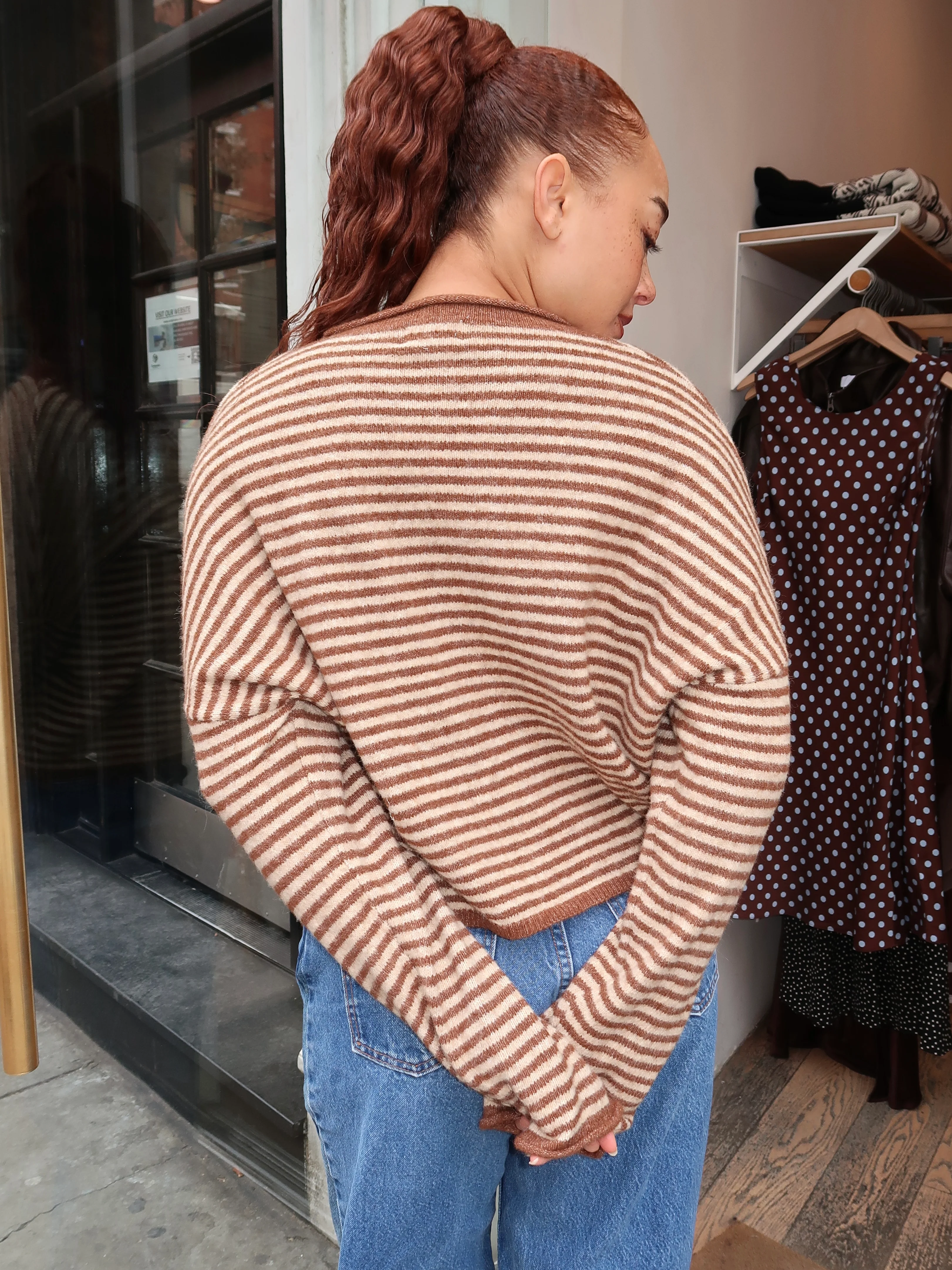 Pisces Button Down Cardigan in Mocha - Image 4