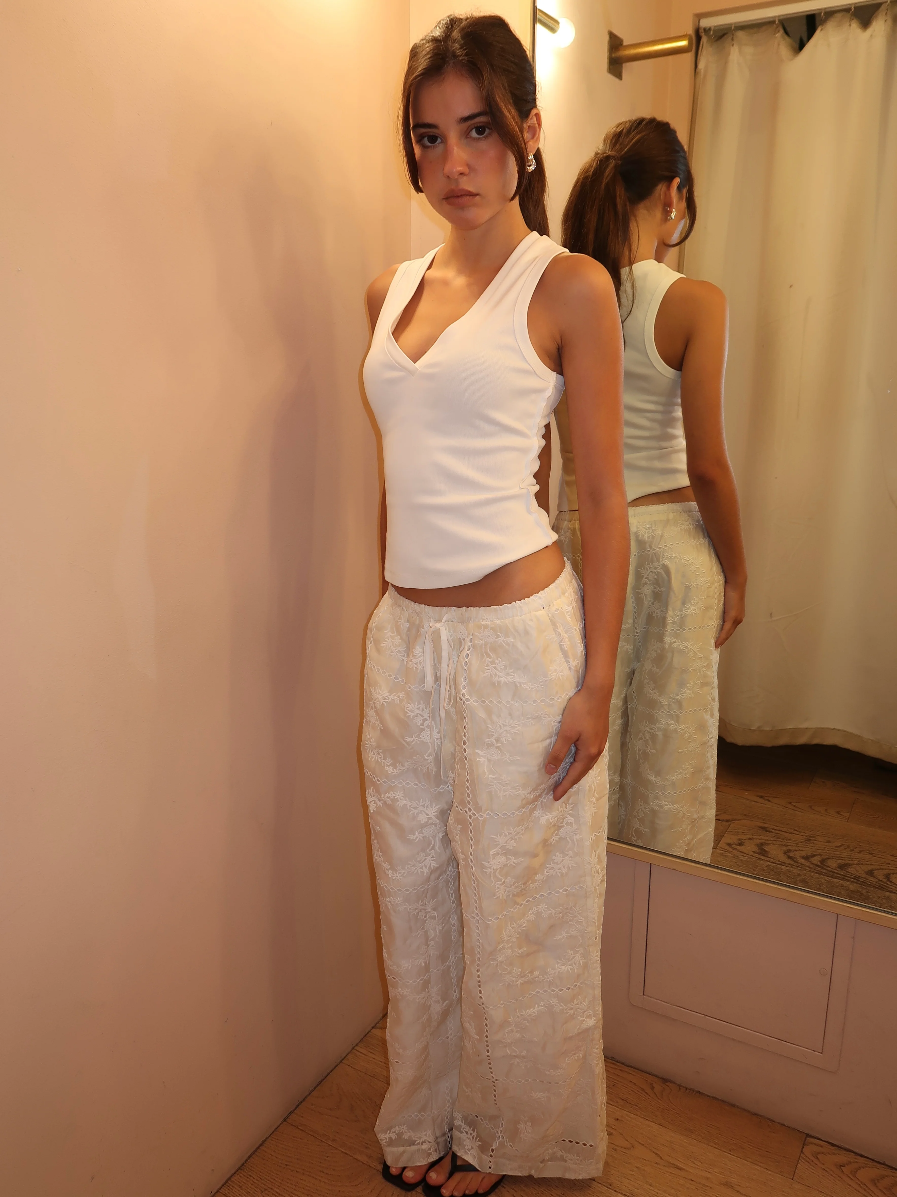 Playa Drawstring Silk Pants in Milk - Image 2