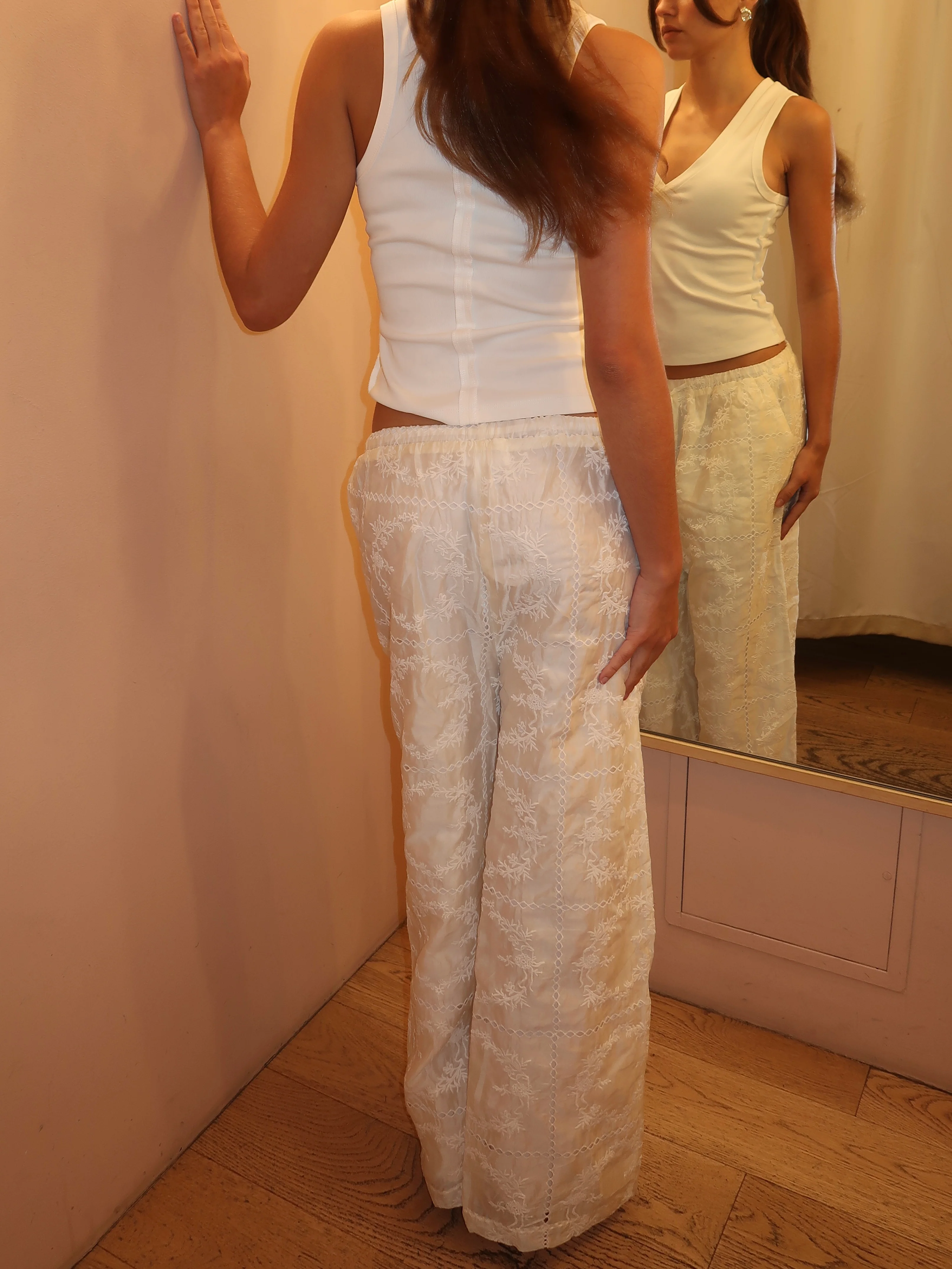 Playa Drawstring Silk Pants in Milk - Image 3
