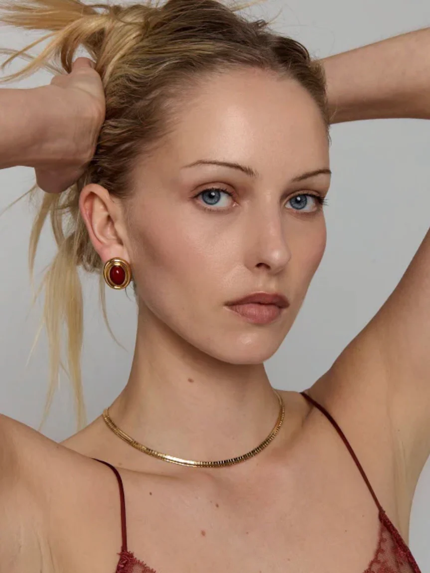 Prize Earrings in Burgundy - Image 2