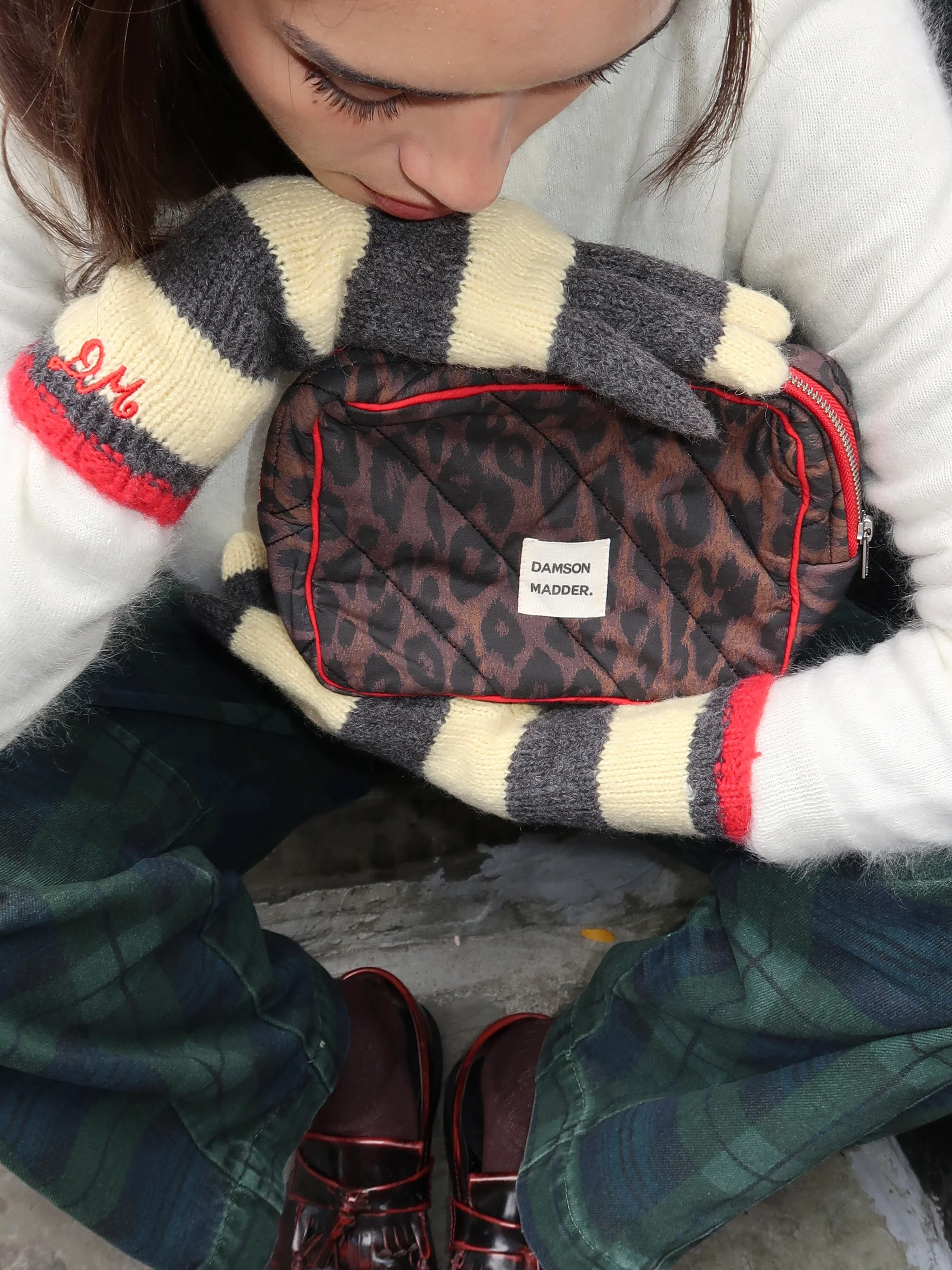 Quilted Make Up Bag in Dark Leopard - Image 2