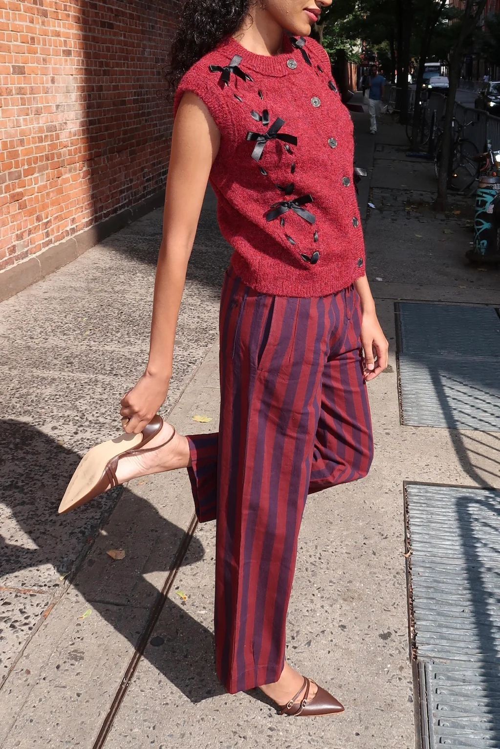 Rafe Trousers in Navy & Red Stripe - Image 3