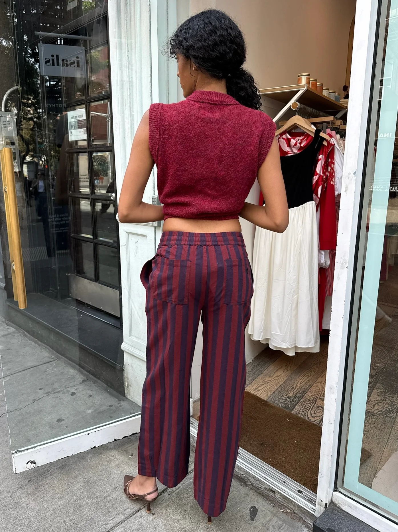 Rafe Trousers in Navy & Red Stripe - Image 4