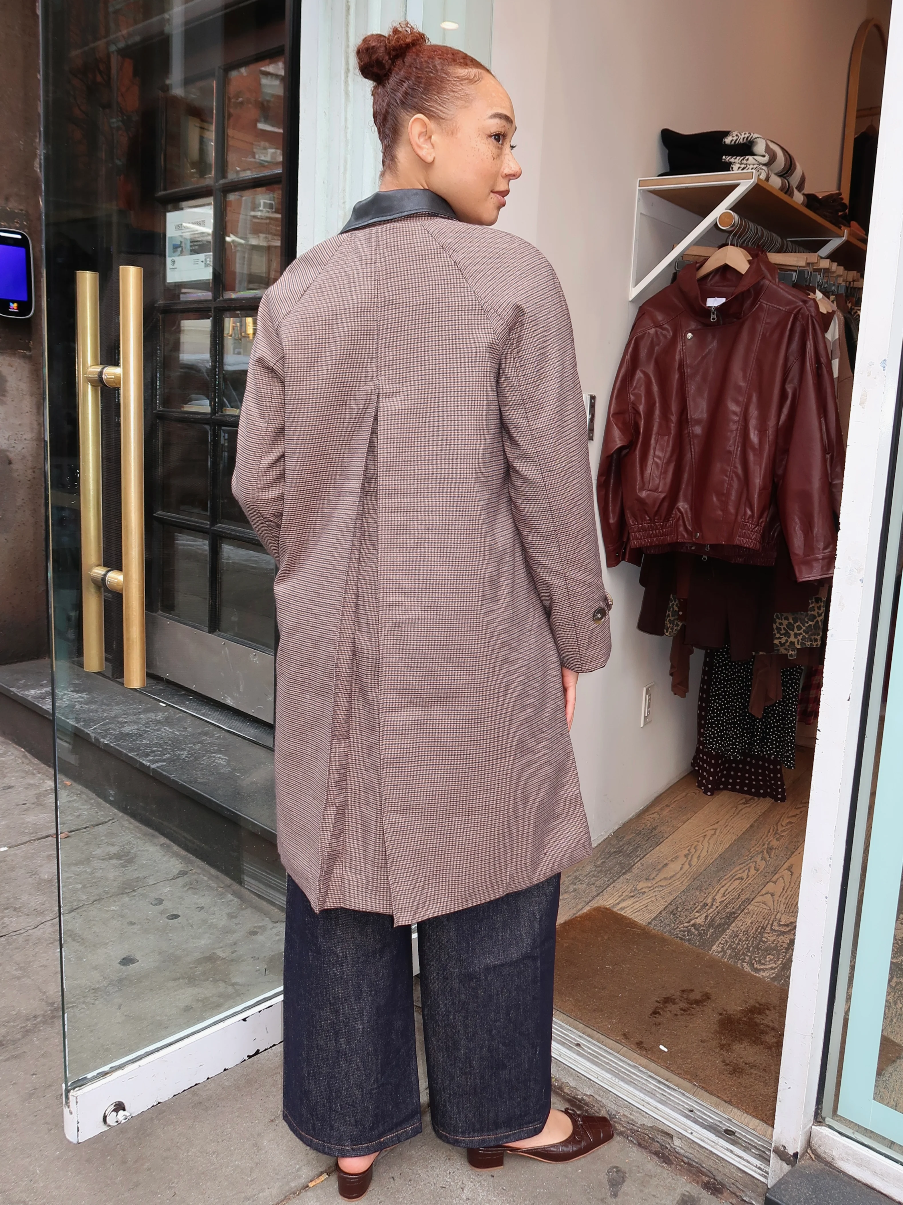 Raiden Coat in Brown Plaid - Image 3